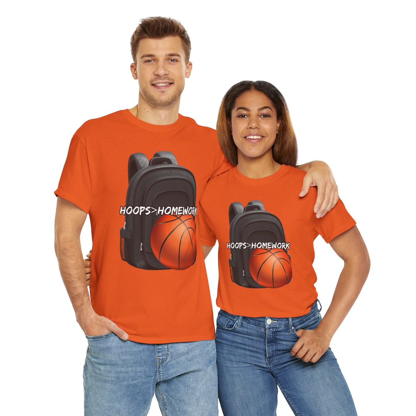 Basketball Tee: Hoops Over Homework, Unisex Cotton Shirt for Sports Lovers, Perfect for Students, Birthday Gift, Game Day Wear