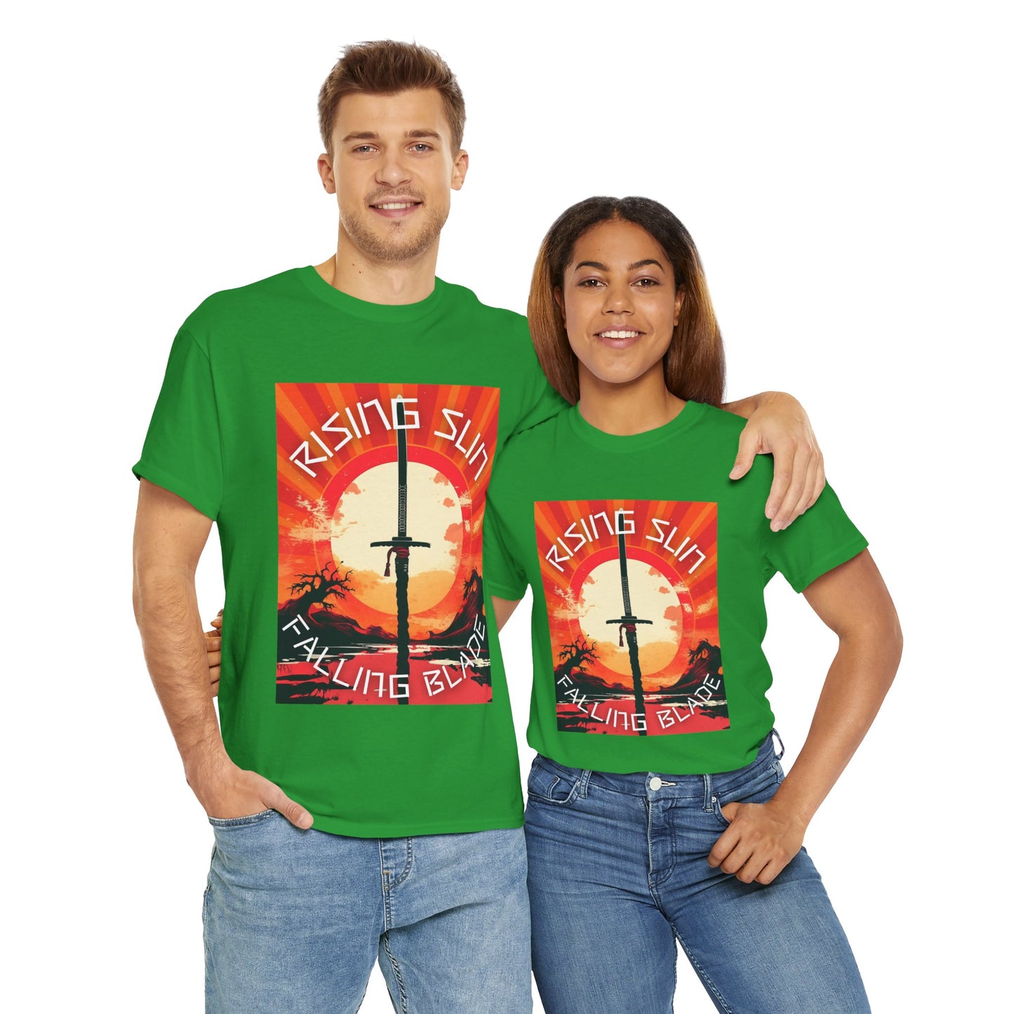 Rising Sun Falling Blade Shonen Anime Unisex Heavy Cotton Tee Shirt - Vintage Style Graphic T-Shirt, Weeb, Otaku, Geek, Nerd