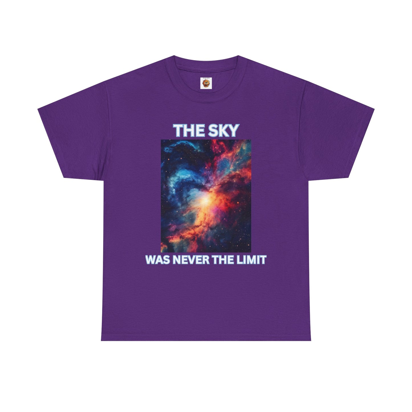 Unisex Heavy Cotton Tee Shirt - 'The Sky Was Never The Limit' Inspirational Galaxy Print, Geek, Nerd, Space