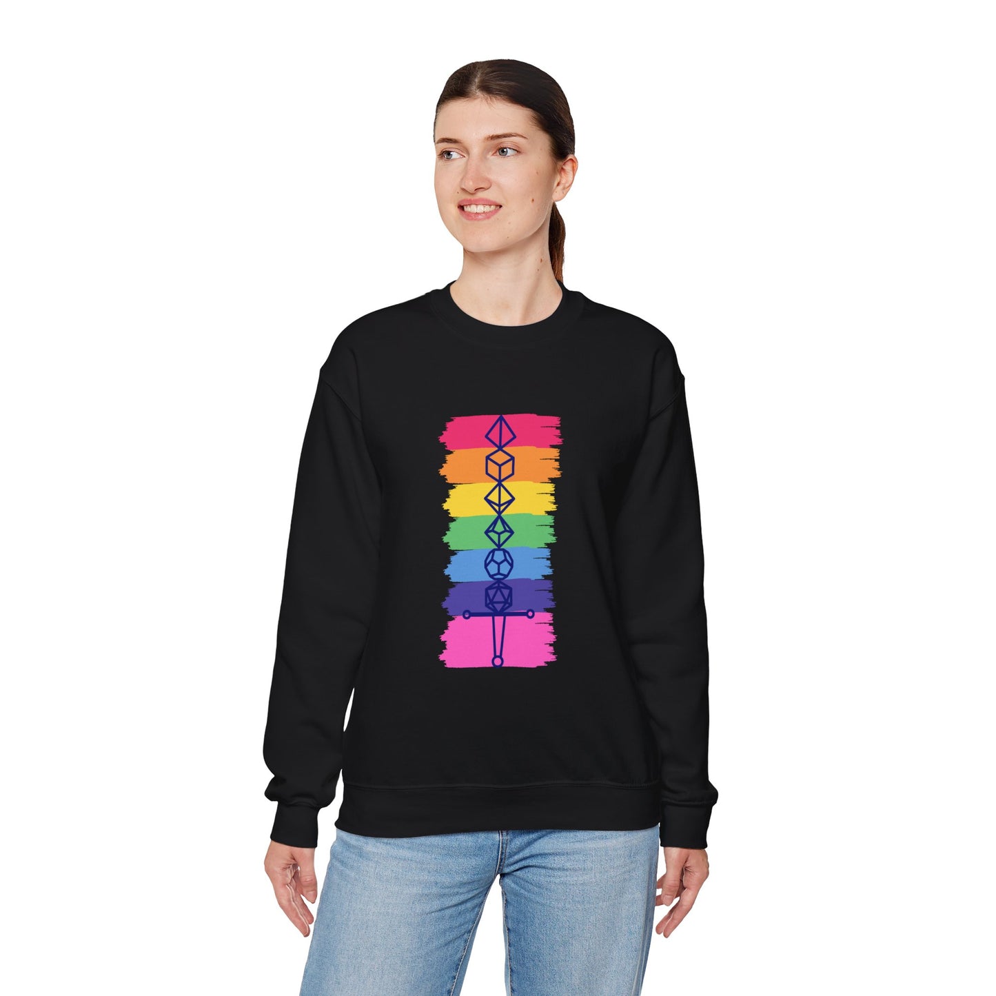 Safe Space Pride Month Rainbow Sword Dungeons and Dragons DND Unisex Heavy Blend Sweatshirt T-Shirt - RPG, TTRPG, Roleplaying, Geek, Nerd
