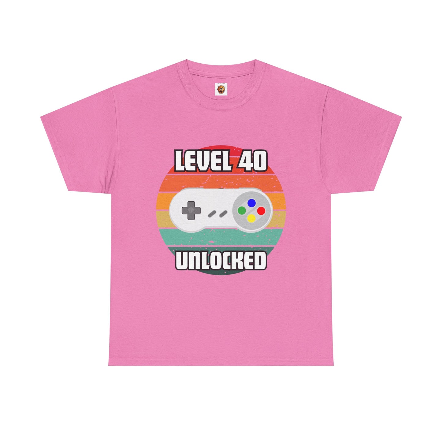 Gaming Level 40 Unlocked Tee - Unisex Heavy Cotton T-Shirt, Video Game, Gamer, Happy Birthday Shirt, Geek, Nerd, Retro