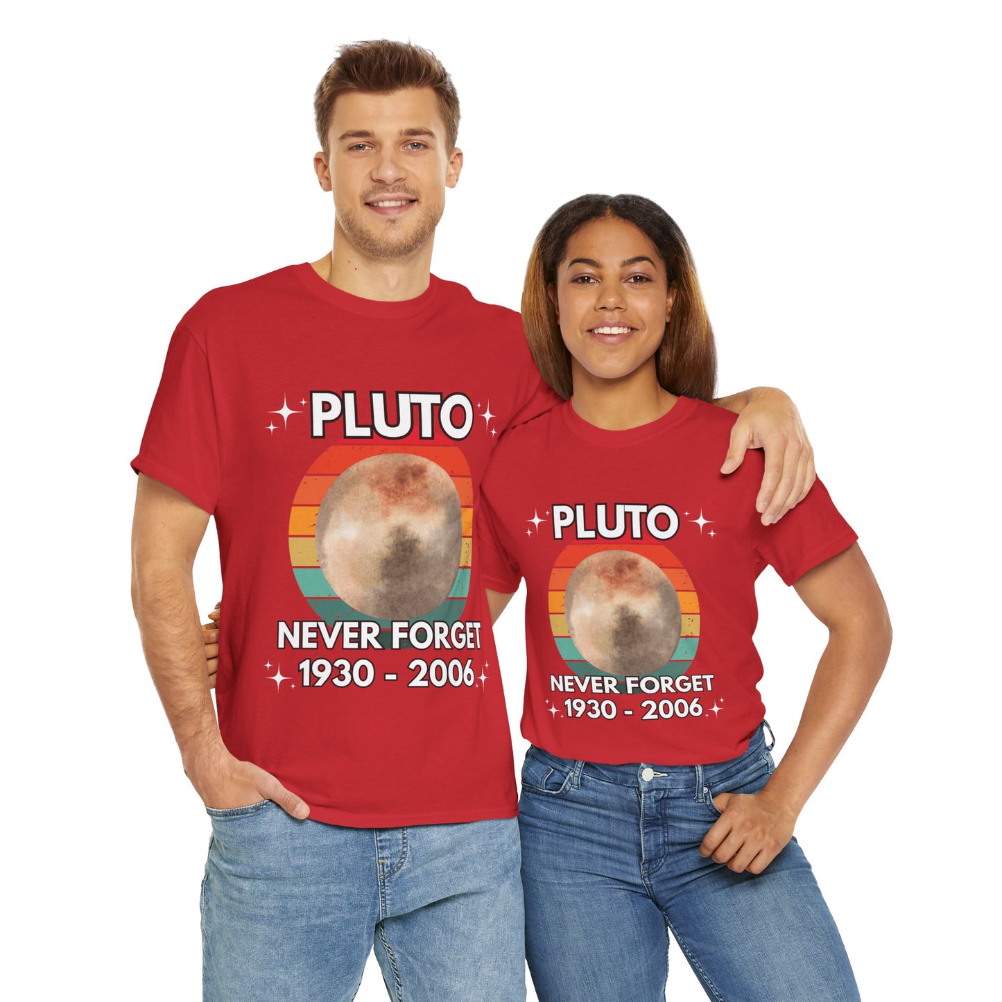 Retro Pluto Tee Shirt - "Never Forget 1930-2006" - Unisex Heavy Cotton T-Shirt, Vintage, Geek, Nerd, Space, Science, Solar System
