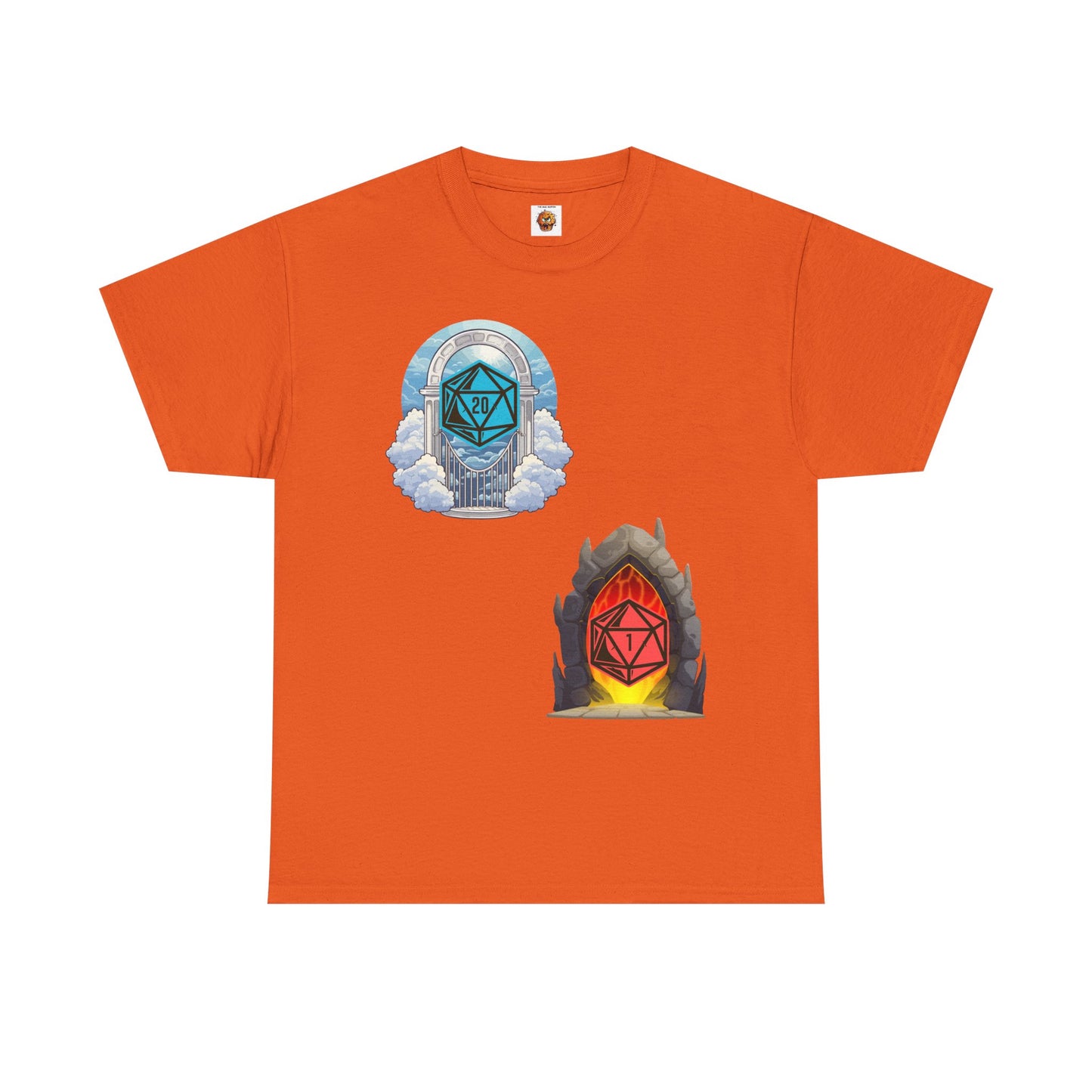 Heaven Hell D20 Fantasy Dungeons and Dragons DND Unisex Heavy Cotton Tee Shirt T-Shirt - RPG, TTRPG, Roleplaying, Geek, Nerd
