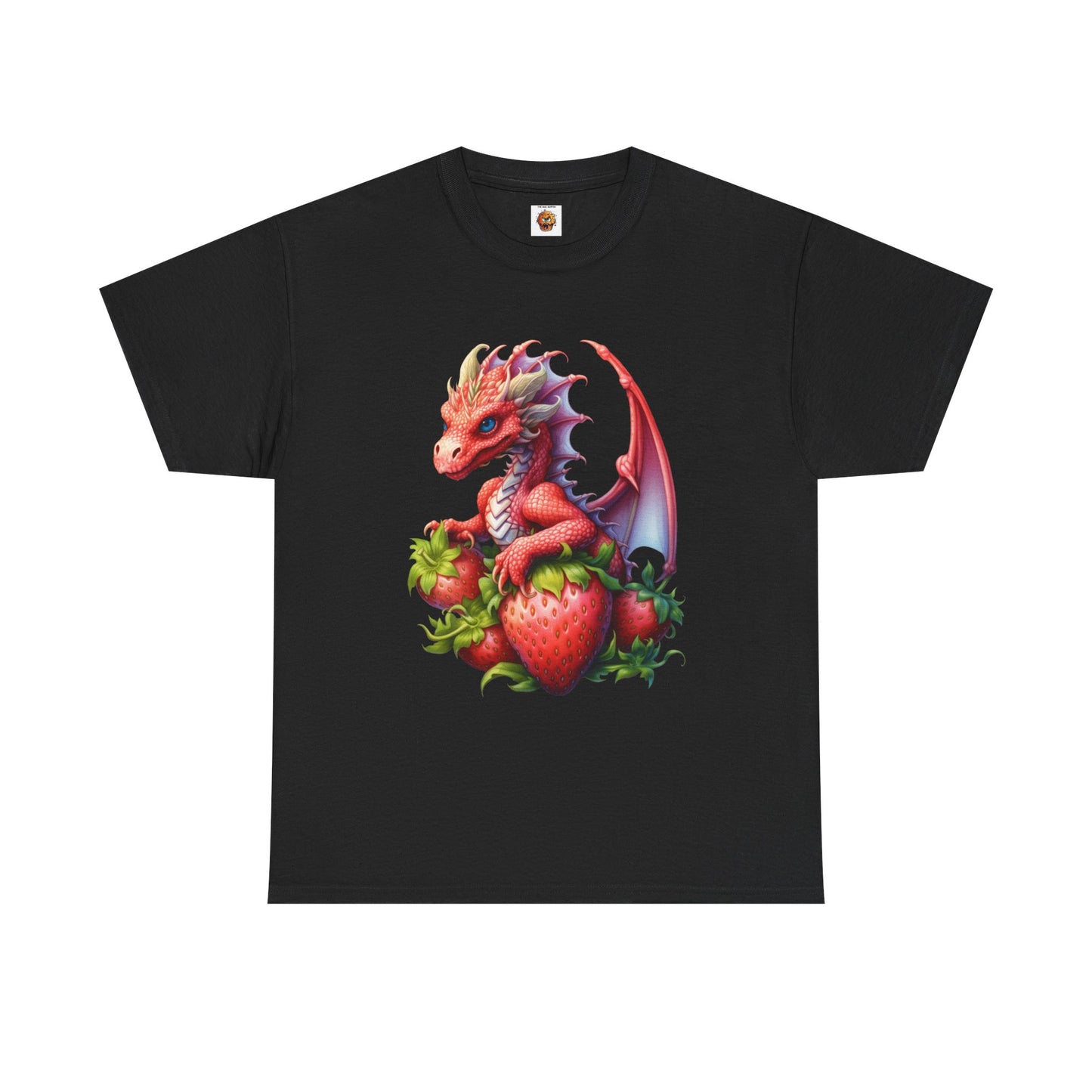 Vintage Strawberry Dragon Unisex Heavy Cotton Tee T-Shirt, Gift for Women, Birthday Shirt, Fantasy Apparel, Fruit Of The Spirit, RPG, Geek, Nerd