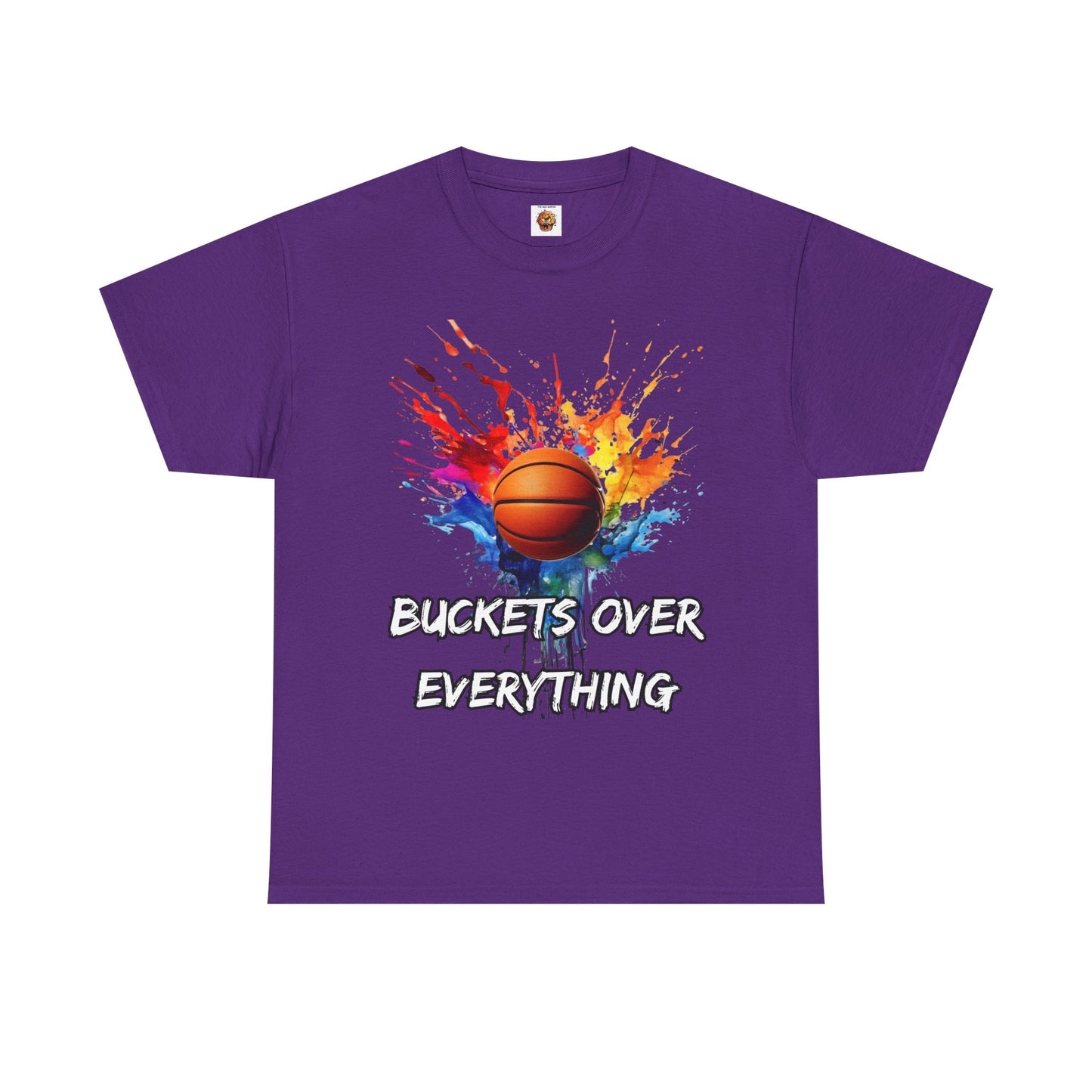 Colorful Basketball Tee - 'Buckets Over Everything' Unisex Heavy Cotton T-Shirt, Sports Enthusiast Gift, Game Day Apparel, Streetwear Style, Paint Splatter