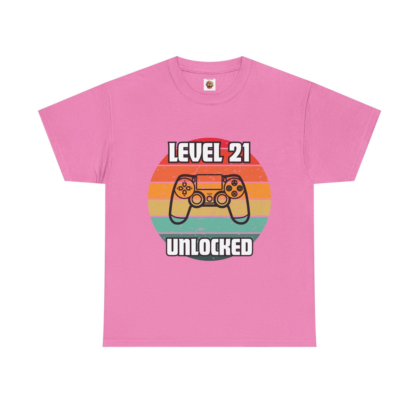 Gaming Level 21 Unlocked Tee - Unisex Heavy Cotton T-Shirt, Video Game, Gamer, Happy Birthday Shirt, Geek, Nerd, Retro