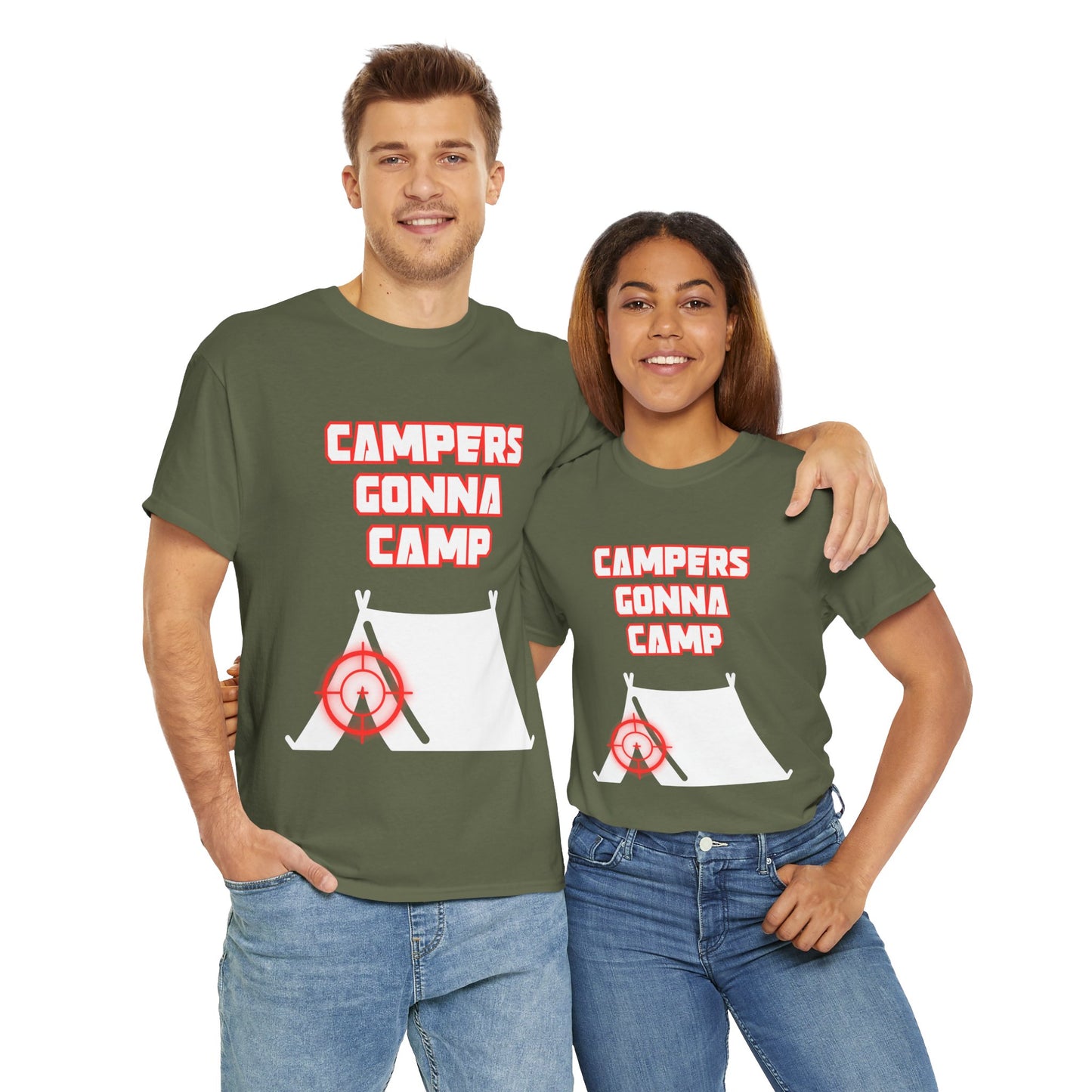 Campers Gonna Camp Unisex Heavy Cotton Tee Shirt T-Shirt - Perfect Gift for Gamers, Gaming, Video Game Lovers, Geek, Nerd