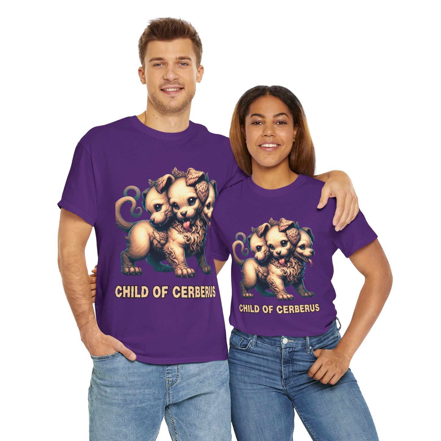 Child of Cerberus Three-Headed Puppy Unisex Tee | Kawaii Cute Animal Shirt, Gift for Dog Lovers, Pet Owner Apparel, Fun Graphic Tee, Unique T-Shirt, Hell Hound, Mythology