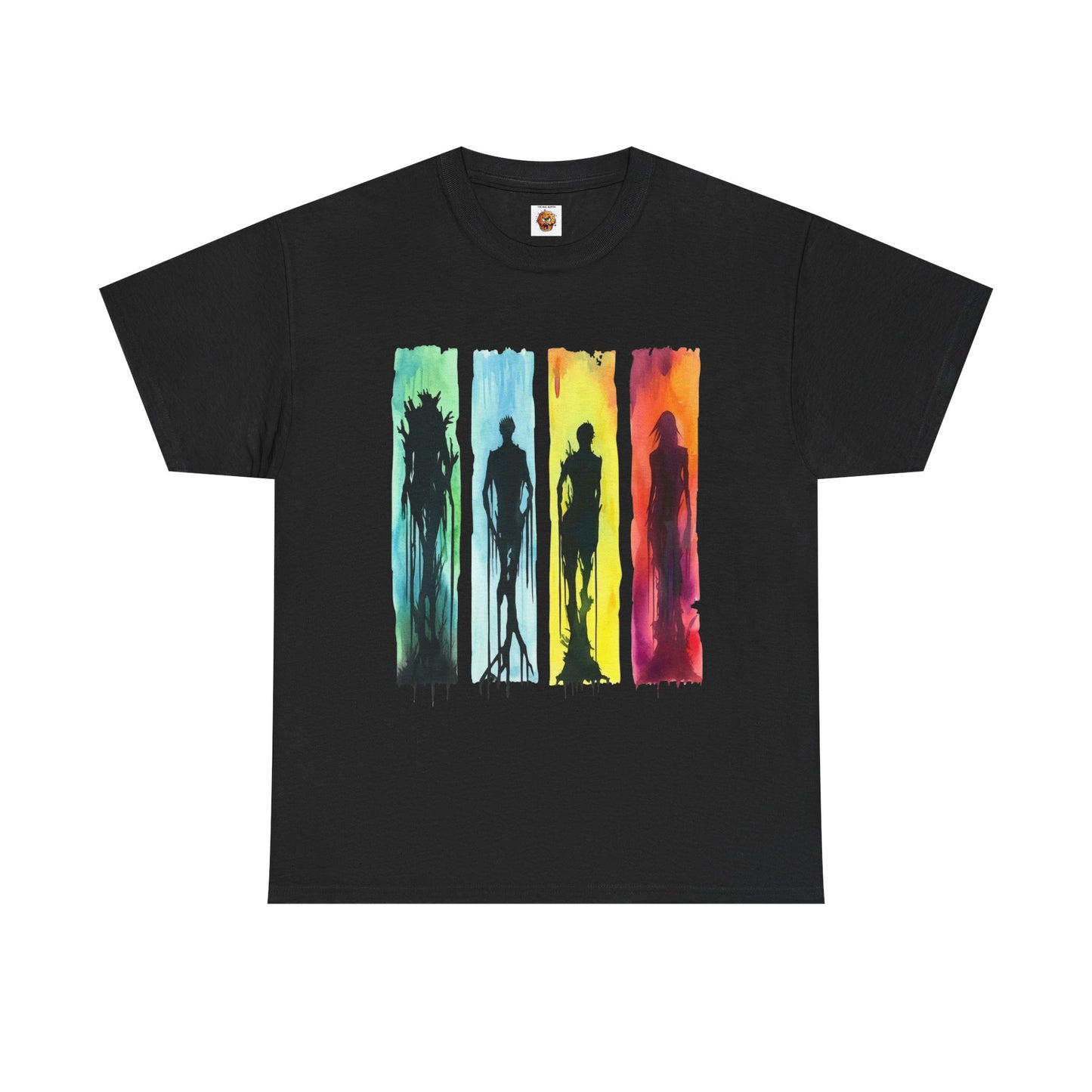 Watercolor Brushstroke Horror Monsters Unisex Heavy Cotton Tee Shirt - Zombie, Scary, Halloween, T-Shirt, Colorful, Geek, Nerd
