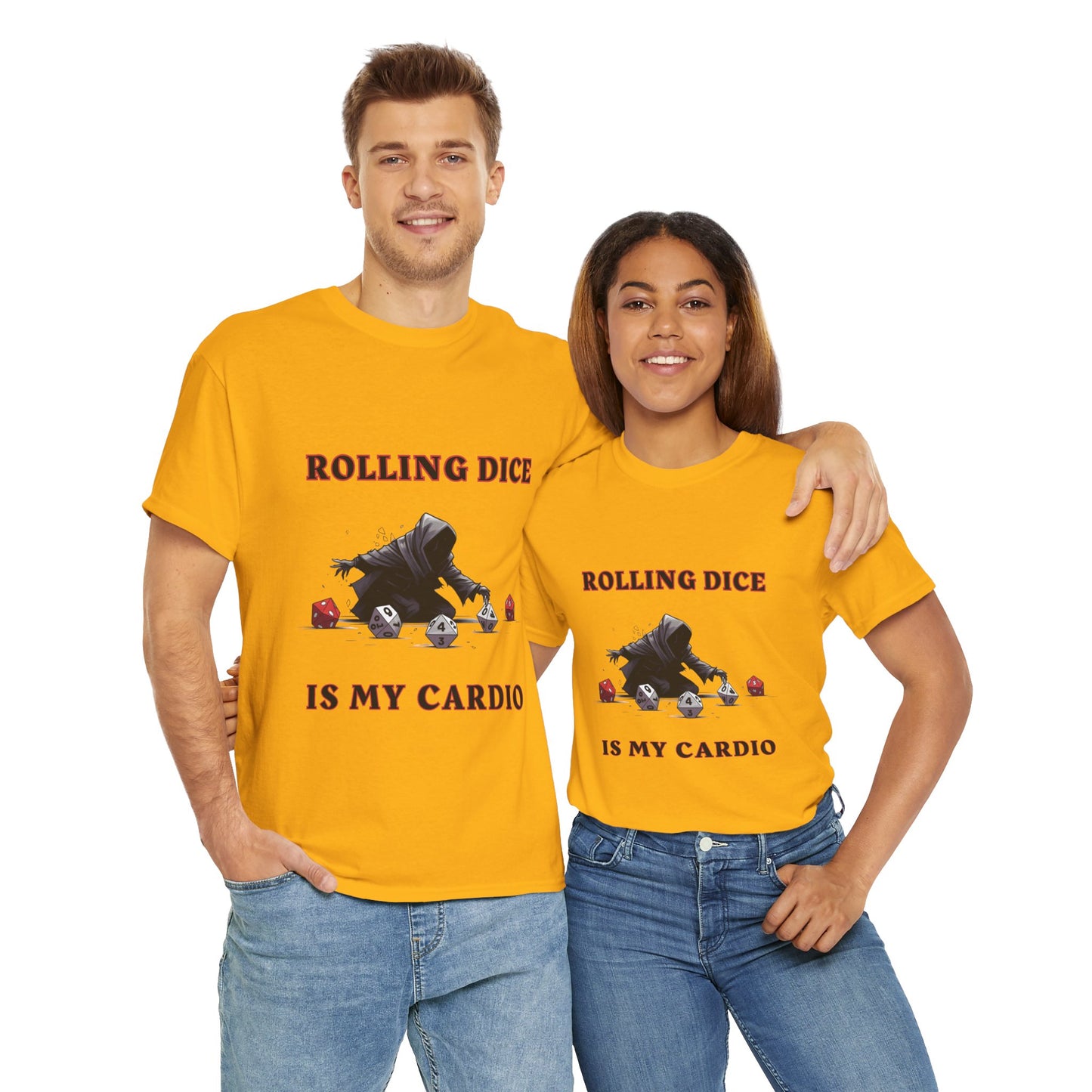 Rolling Dice Is My Cardio Unisex Heavy Cotton Tee Shirt - RPG, TTRPG, Roleplaying Game, Geek, Nerd, D20