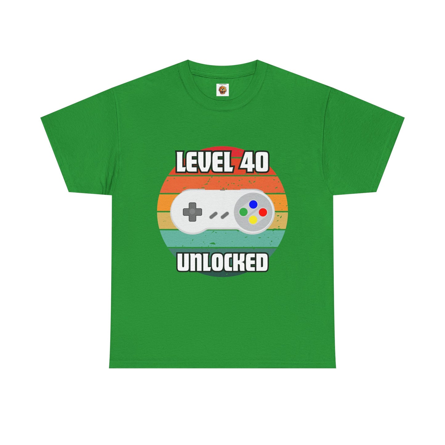 Gaming Level 40 Unlocked Tee - Unisex Heavy Cotton T-Shirt, Video Game, Gamer, Happy Birthday Shirt, Geek, Nerd, Retro