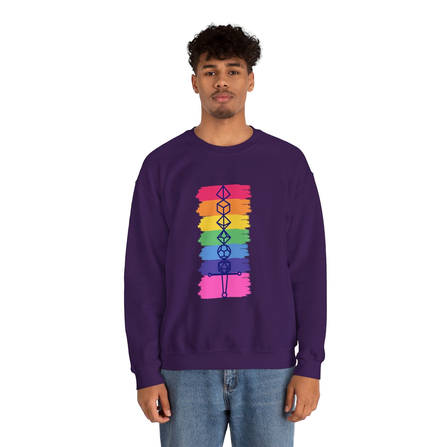 Safe Space Pride Month Rainbow Sword Dungeons and Dragons DND Unisex Heavy Blend Sweatshirt T-Shirt - RPG, TTRPG, Roleplaying, Geek, Nerd