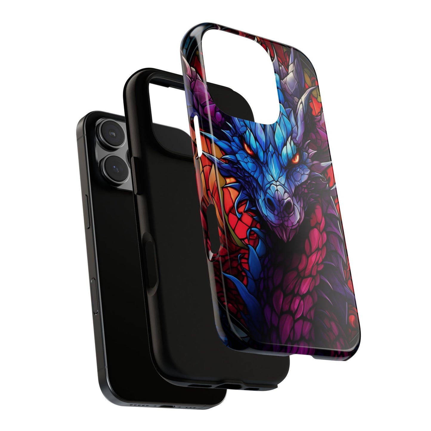 Colorful Blue Dragon Stained Glass Design Phone Case - Tough and Stylish Protection for Your Device, iPhone, Samsung, DND, Fantasy