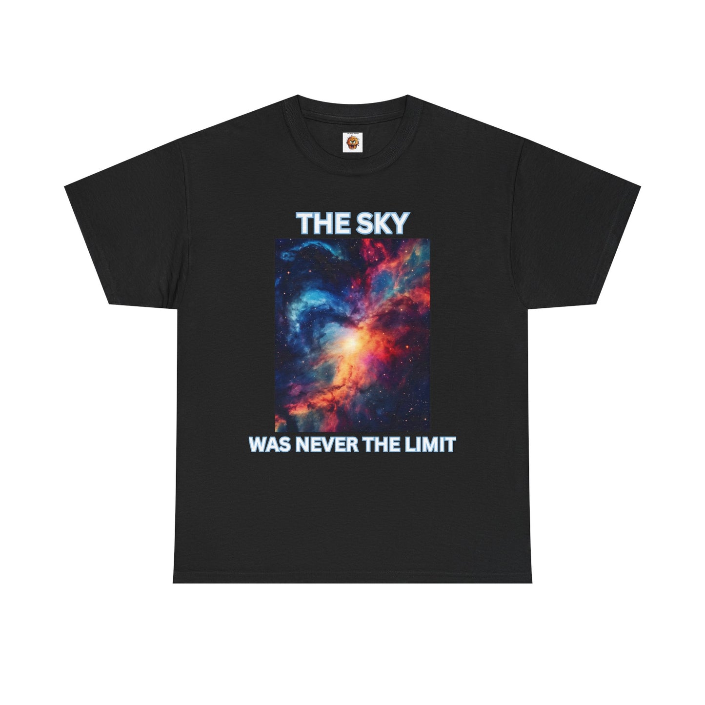 Unisex Heavy Cotton Tee Shirt - 'The Sky Was Never The Limit' Inspirational Galaxy Print, Geek, Nerd, Space