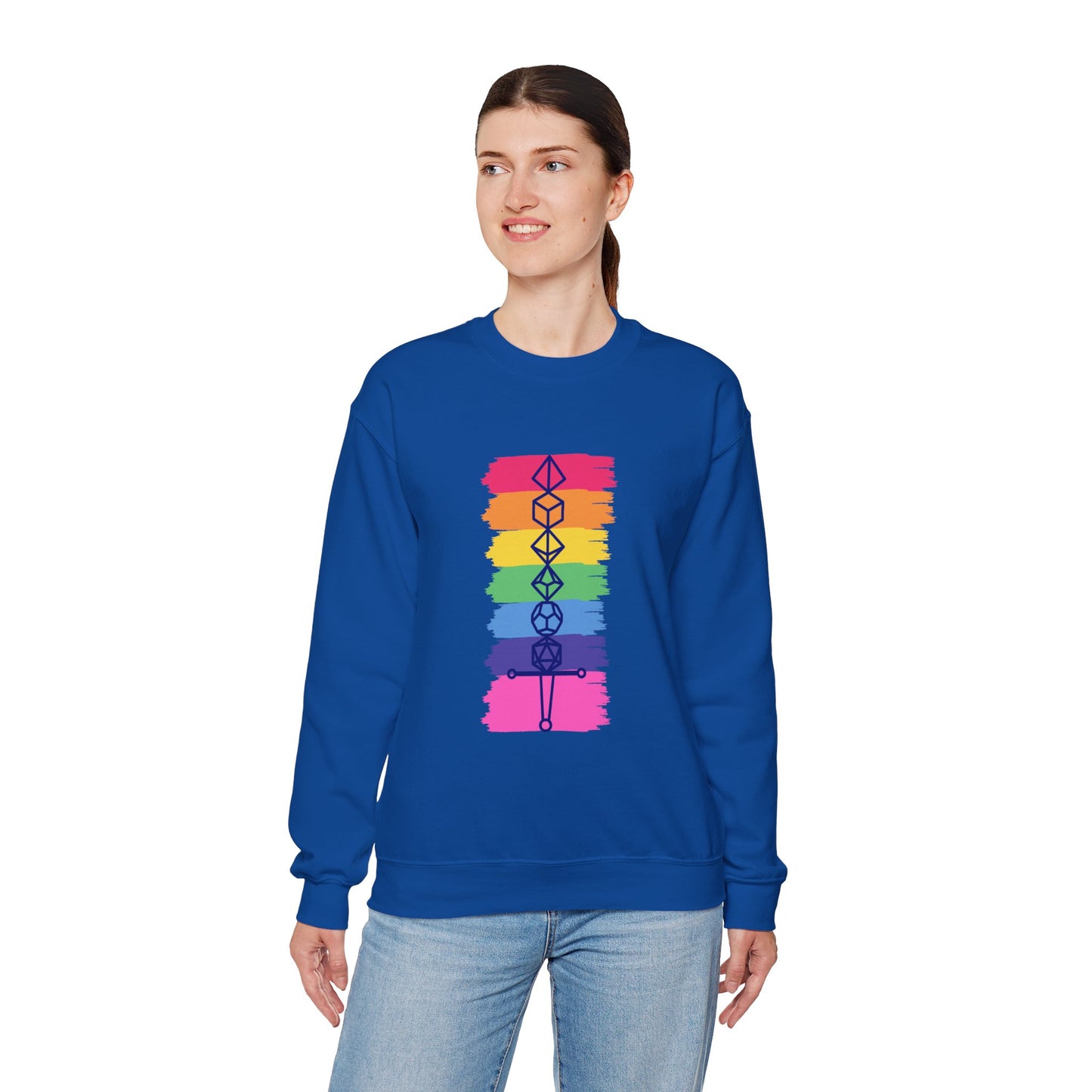 Safe Space Pride Month Rainbow Sword Dungeons and Dragons DND Unisex Heavy Blend Sweatshirt T-Shirt - RPG, TTRPG, Roleplaying, Geek, Nerd
