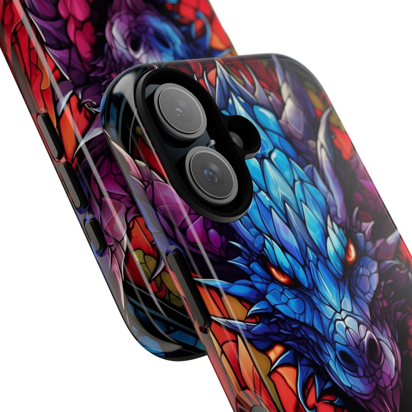 Colorful Blue Dragon Stained Glass Design Phone Case - Tough and Stylish Protection for Your Device, iPhone, Samsung, DND, Fantasy