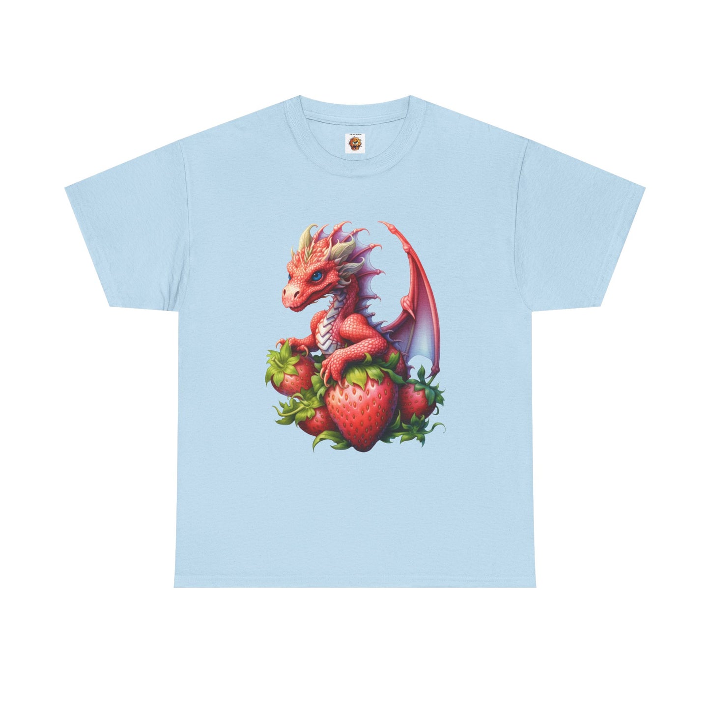 Vintage Strawberry Dragon Unisex Heavy Cotton Tee T-Shirt, Gift for Women, Birthday Shirt, Fantasy Apparel, Fruit Of The Spirit, RPG, Geek, Nerd