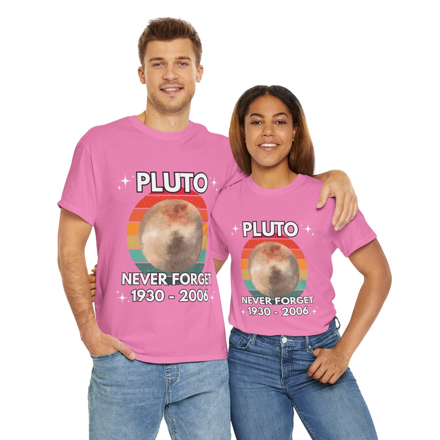 Retro Pluto Tee Shirt - "Never Forget 1930-2006" - Unisex Heavy Cotton T-Shirt, Vintage, Geek, Nerd, Space, Science, Solar System