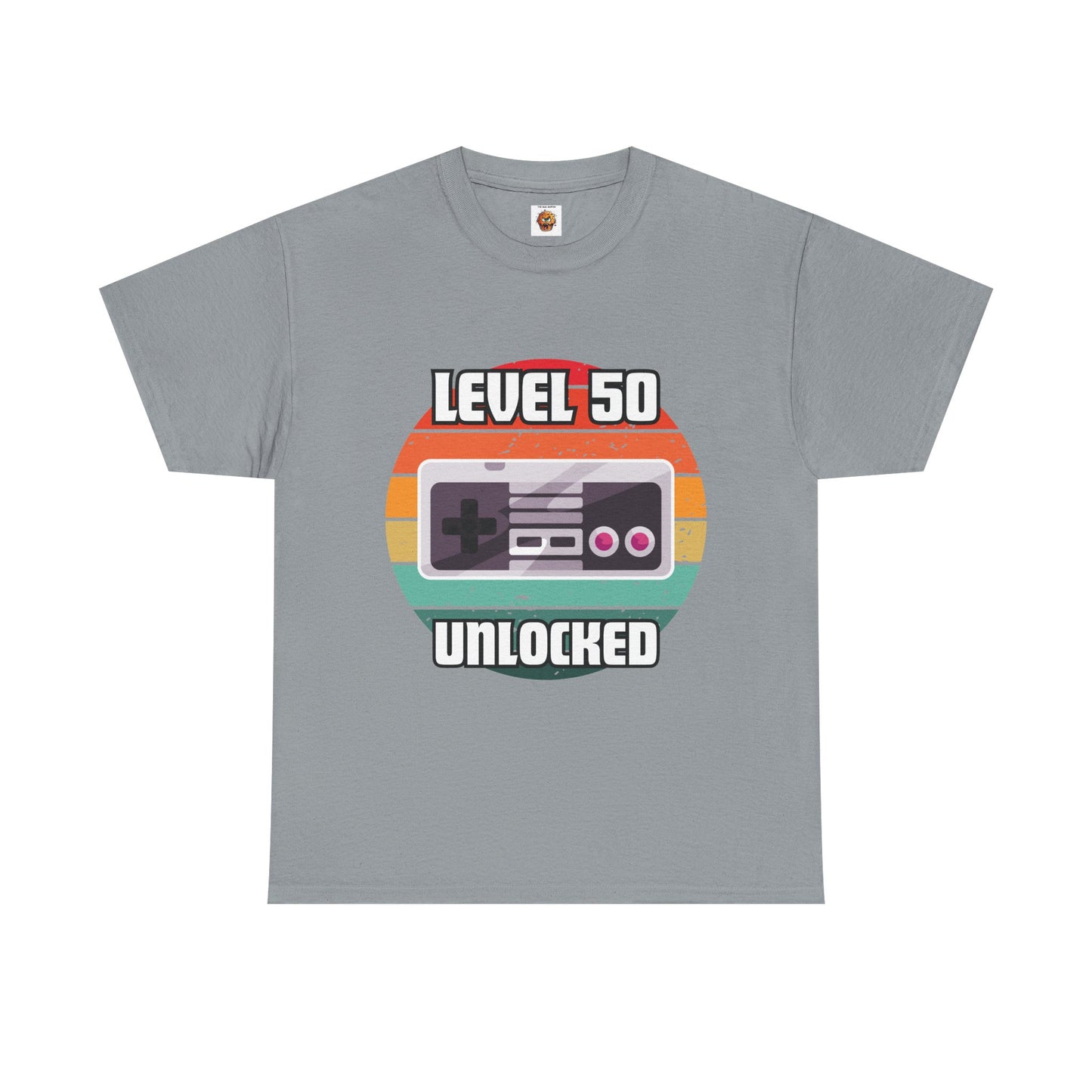 Gaming Level 50 Unlocked Tee - Unisex Heavy Cotton T-Shirt, Video Game, Gamer, Happy Birthday Shirt, Geek, Nerd, Retro
