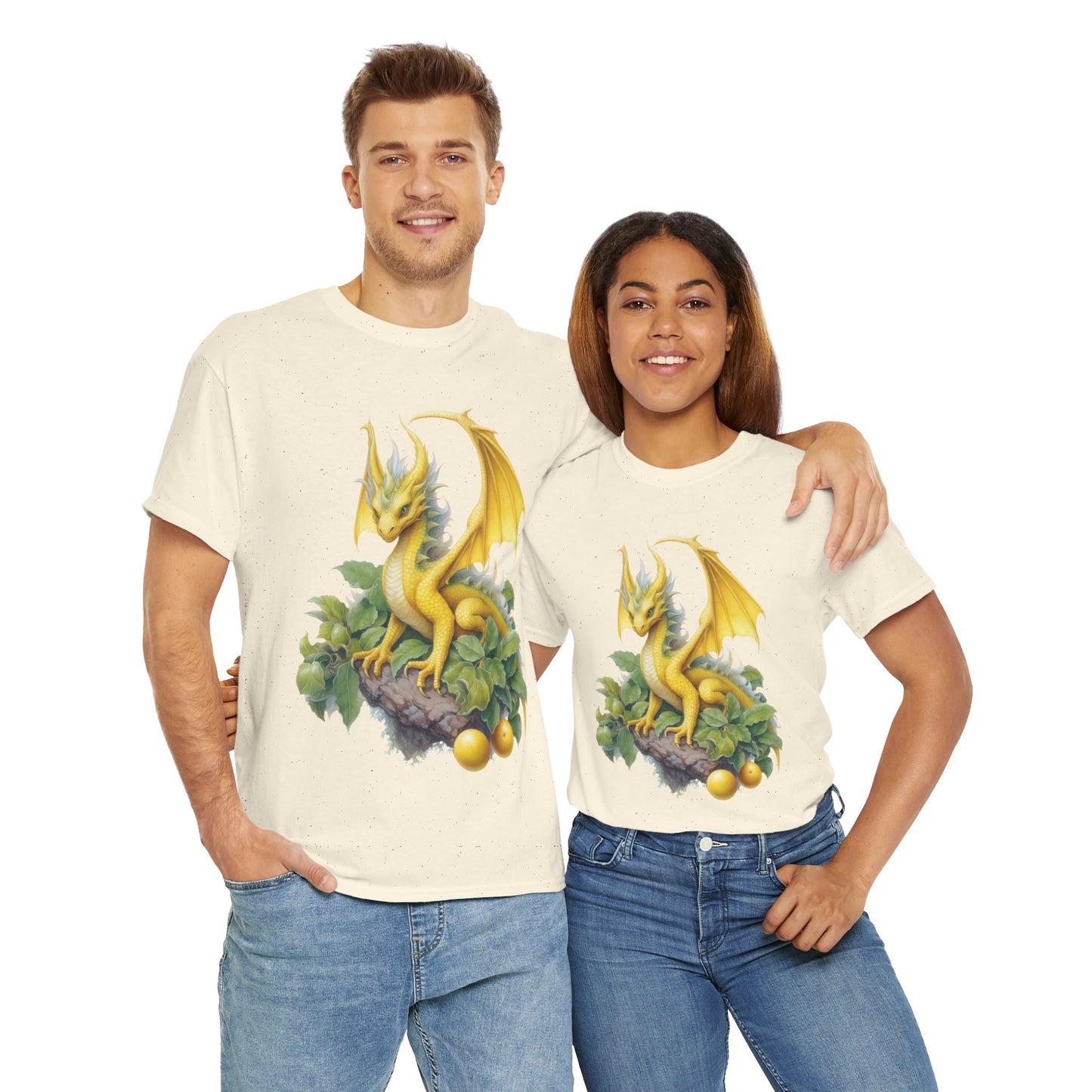 Vintage Lemon Dragon T-Shirt, Unisex Heavy Cotton Tee, Fantasy Apparel, Gift for Nerds, Dragon Lovers, Casual Wear, Fruit Of The Spirit, RPG, Geek, Nerd