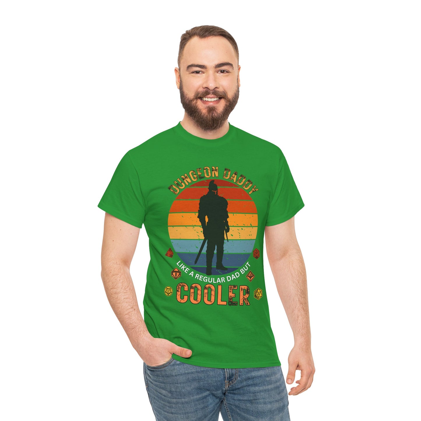 Dungeon Daddy Dungeons and Dragons DND Unisex Heavy Cotton Tee Shirt T-Shirt - Perfect for Dads, RPG, TTRPG, Roleplaying, Geek, Nerd