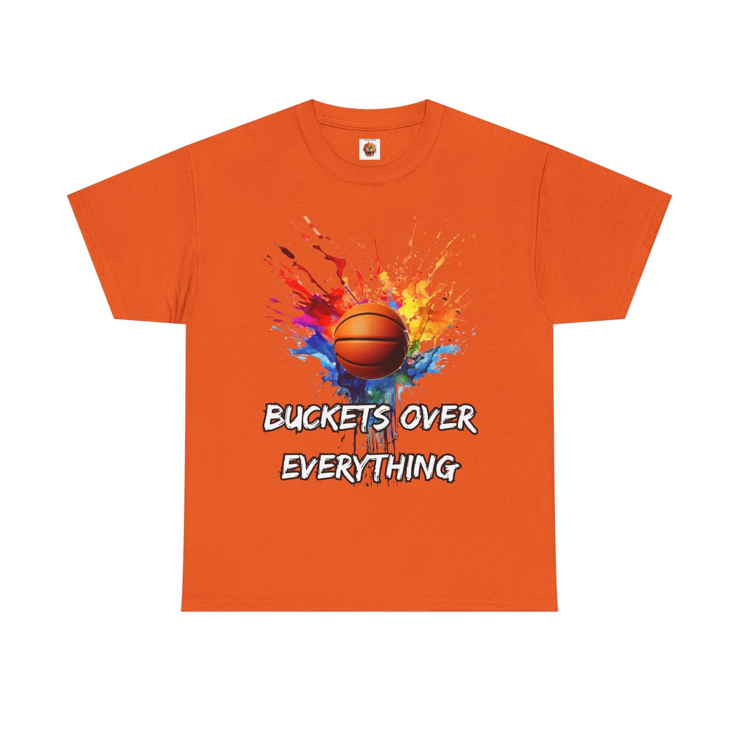 Colorful Basketball Tee - 'Buckets Over Everything' Unisex Heavy Cotton T-Shirt, Sports Enthusiast Gift, Game Day Apparel, Streetwear Style, Paint Splatter
