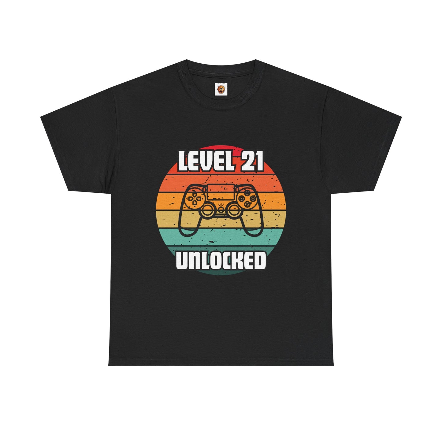 Gaming Level 21 Unlocked Tee - Unisex Heavy Cotton T-Shirt, Video Game, Gamer, Happy Birthday Shirt, Geek, Nerd, Retro