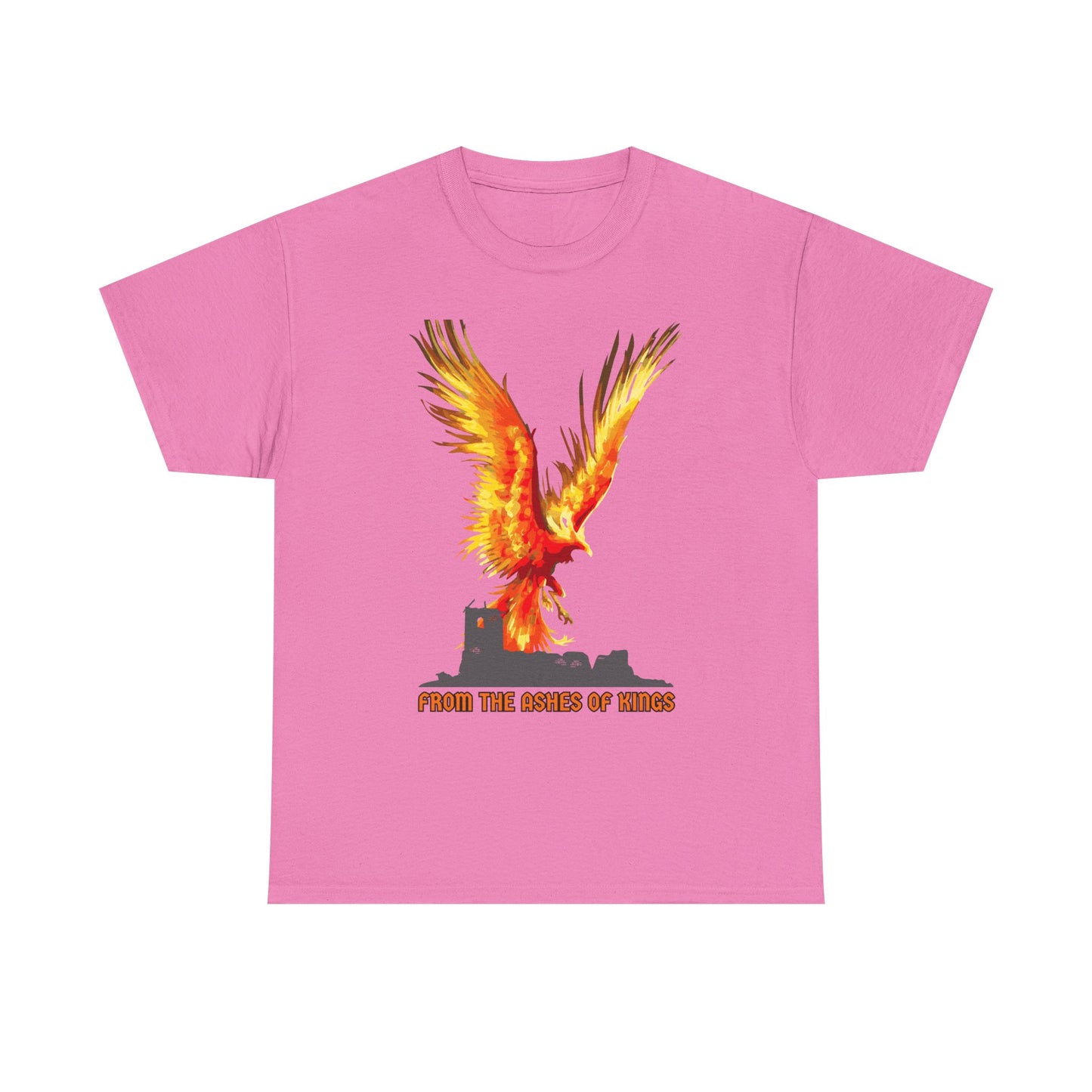 'From The Ashes Of Kings' Phoenix Rising Unisex Heavy Cotton Tee, Firebird Shirt, Unique Graphic Tee, Casual Wear, Gift for Friends, Festival Apparel, DND, RPG, TTRPG, Geek, Nerd