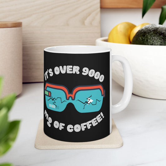 Funny Shonen Anime Coffee Mug - "It's Over 9000 mg of Coffee!" - Perfect Gift for Animation Fans, DBZ, Weeb, Otaku, Geek, Nerd