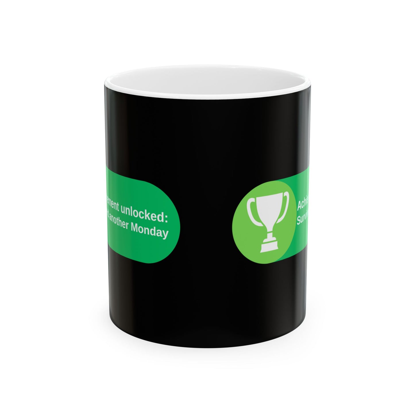 'Achievement Unlocked Survived another Monday' Ceramic Mug - Funny Gift for Gamers, 11oz & 15oz - Gamer, Gaming, XBox, Geek, Nerd