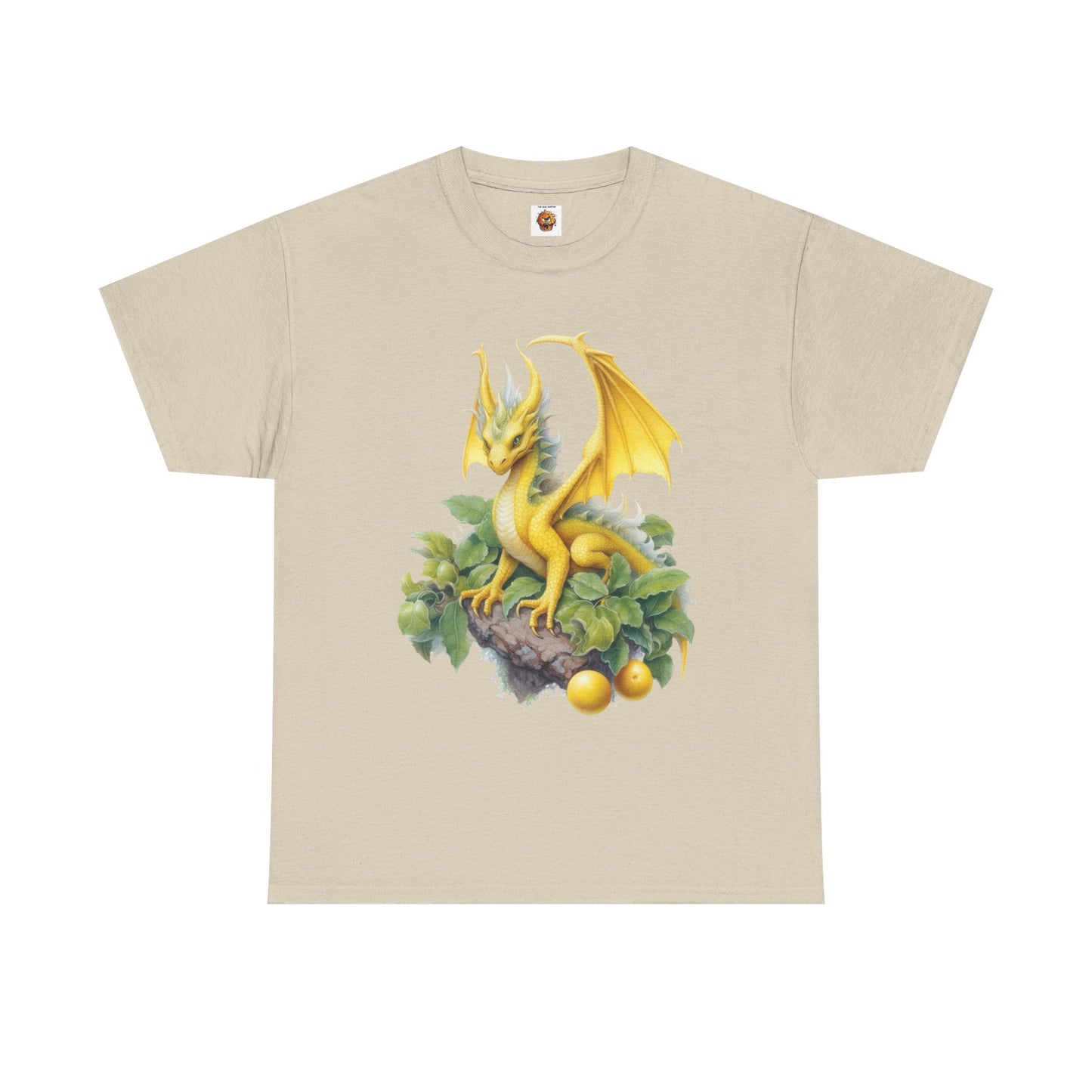 Vintage Lemon Dragon T-Shirt, Unisex Heavy Cotton Tee, Fantasy Apparel, Gift for Nerds, Dragon Lovers, Casual Wear, Fruit Of The Spirit, RPG, Geek, Nerd