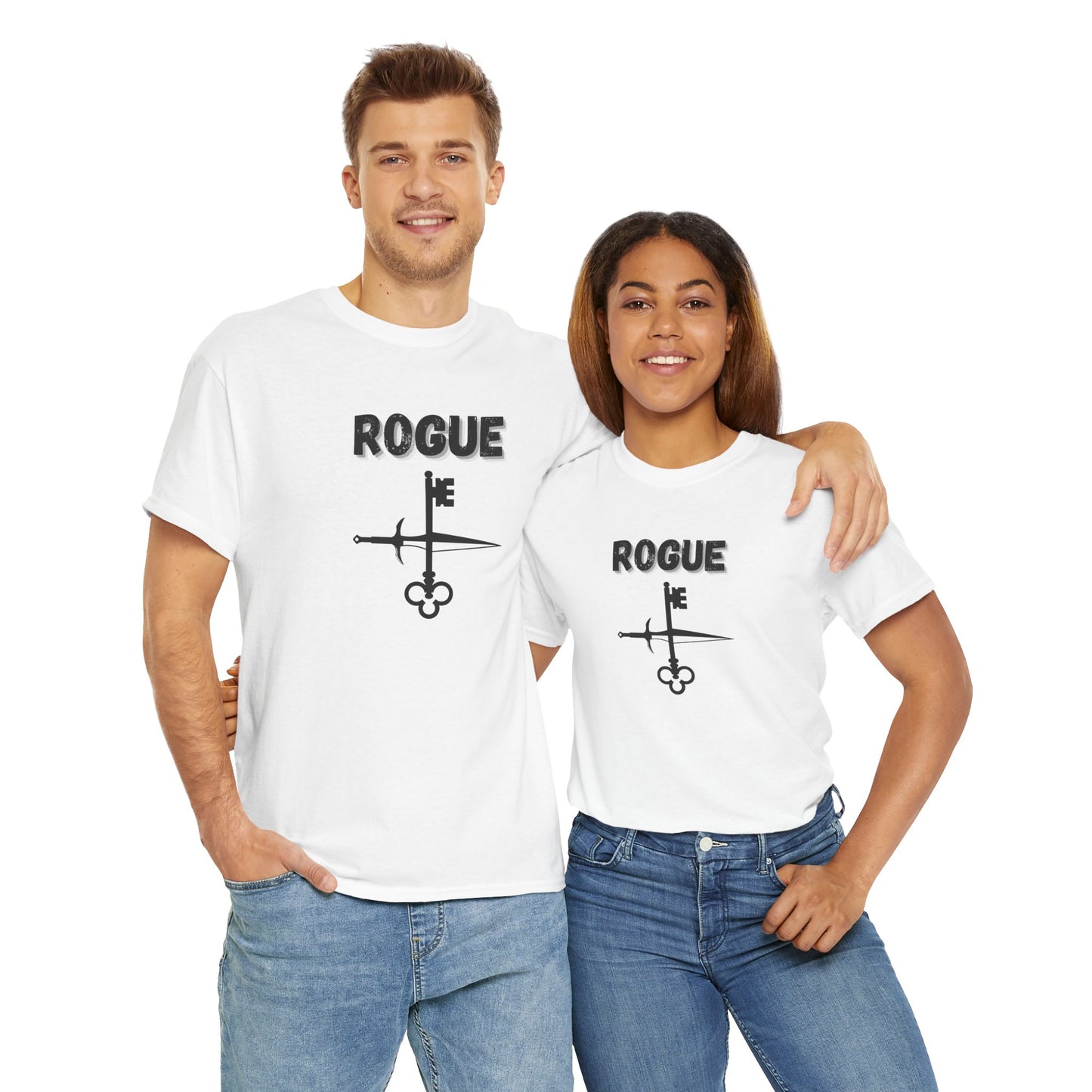 Rogue Icon Symbol Dungeons and Dragons Unisex Heavy Cotton Tee Shirt T-Shirt - RPG, TTRPG, Roleplaying, Geek, Nerd