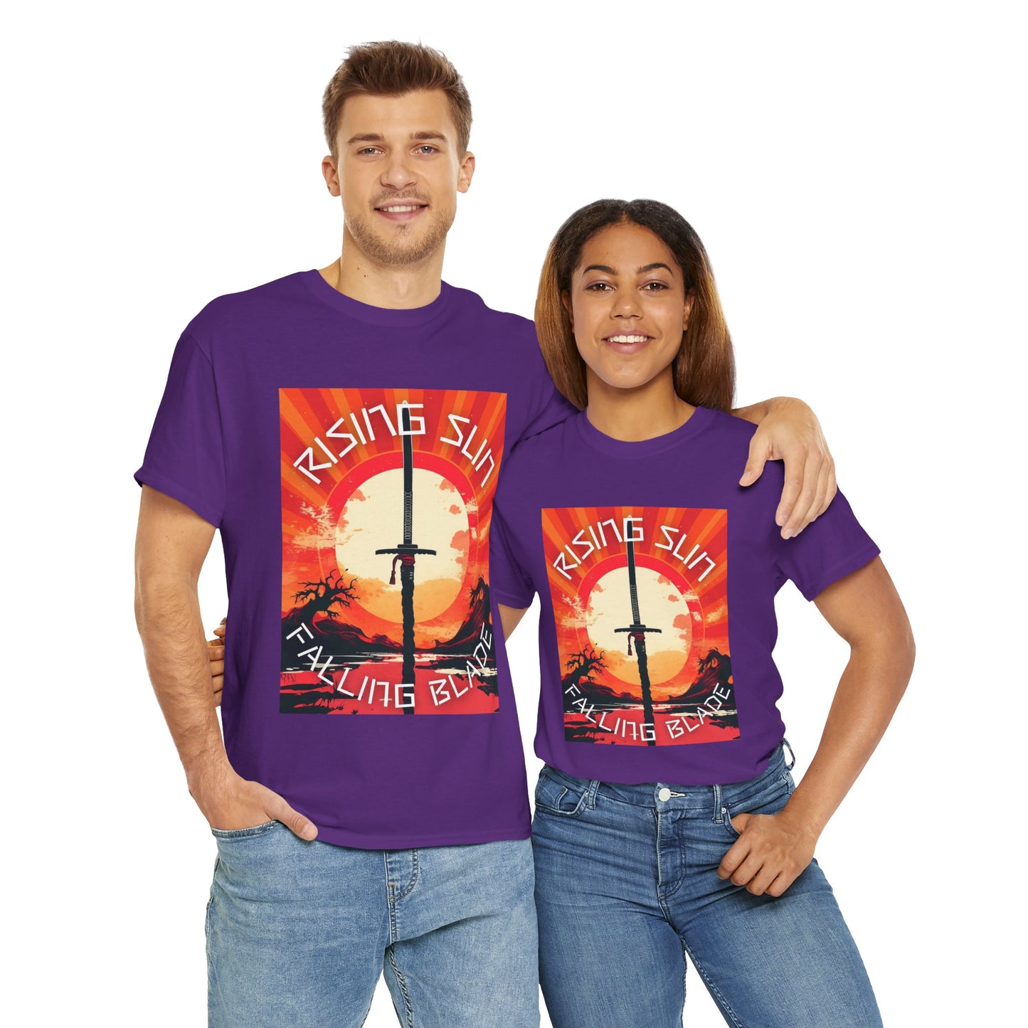 Rising Sun Falling Blade Shonen Anime Unisex Heavy Cotton Tee Shirt - Vintage Style Graphic T-Shirt, Weeb, Otaku, Geek, Nerd