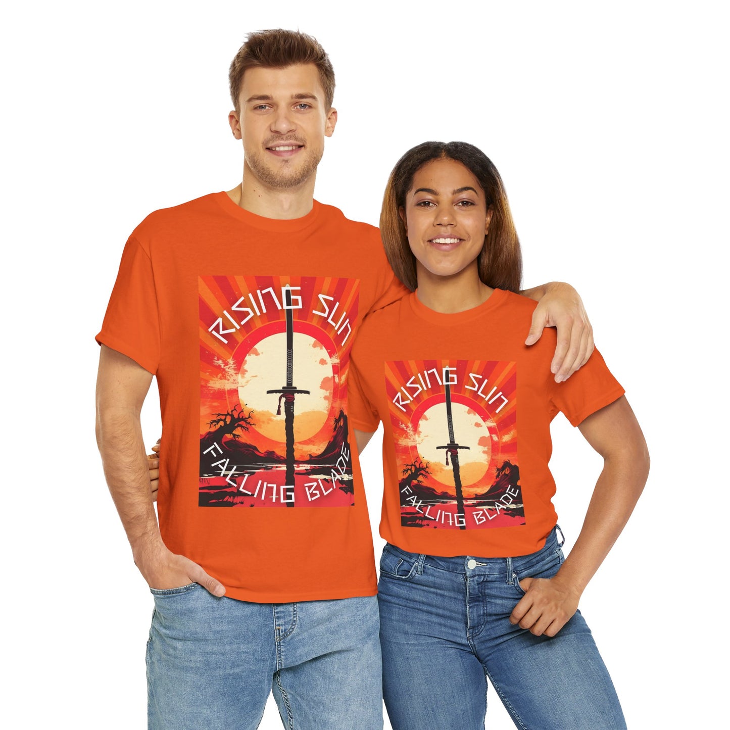 Rising Sun Falling Blade Shonen Anime Unisex Heavy Cotton Tee Shirt - Vintage Style Graphic T-Shirt, Weeb, Otaku, Geek, Nerd