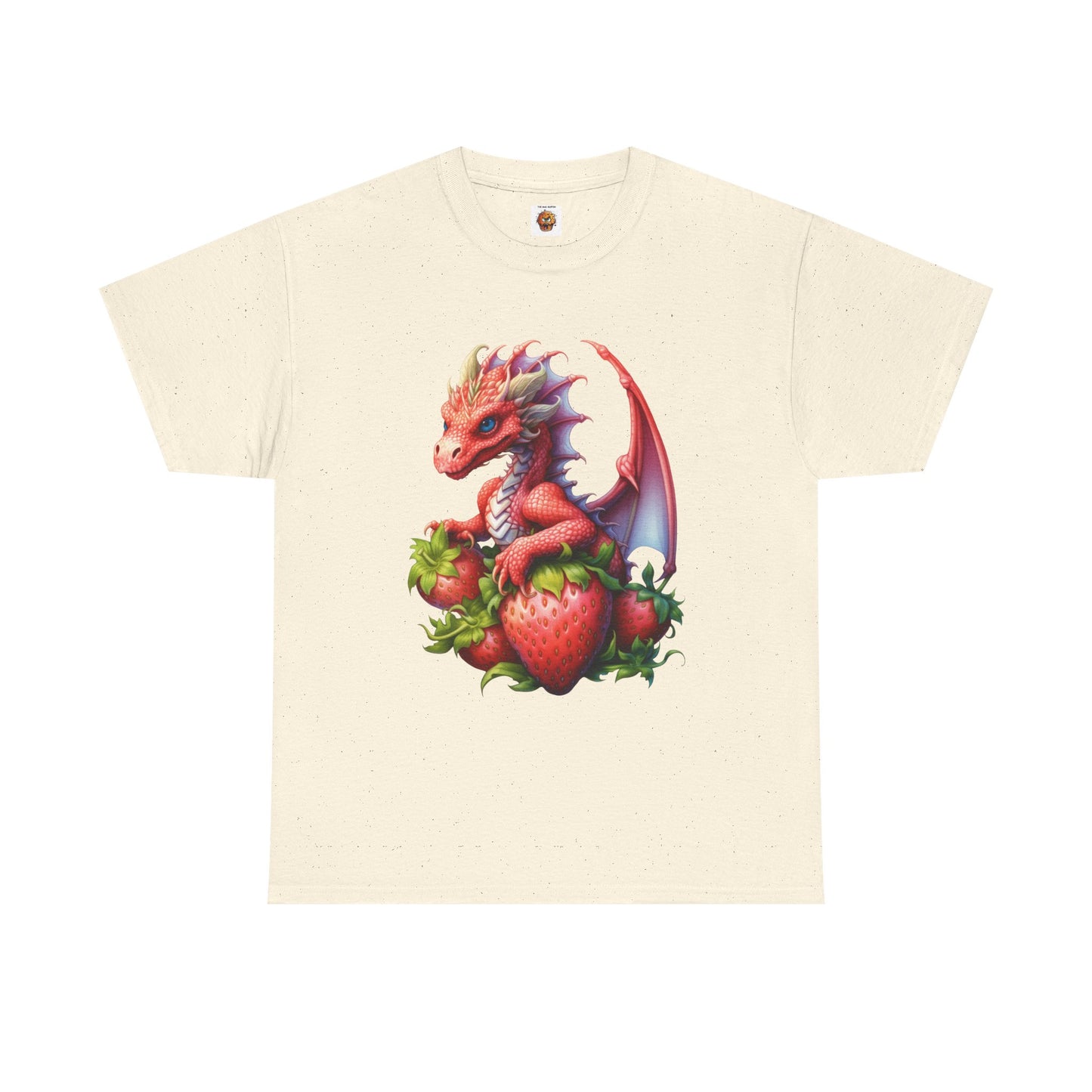 Vintage Strawberry Dragon Unisex Heavy Cotton Tee T-Shirt, Gift for Women, Birthday Shirt, Fantasy Apparel, Fruit Of The Spirit, RPG, Geek, Nerd