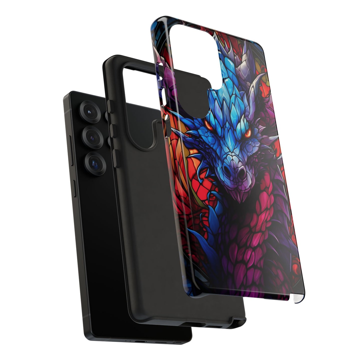 Colorful Blue Dragon Stained Glass Design Phone Case - Tough and Stylish Protection for Your Device, iPhone, Samsung, DND, Fantasy
