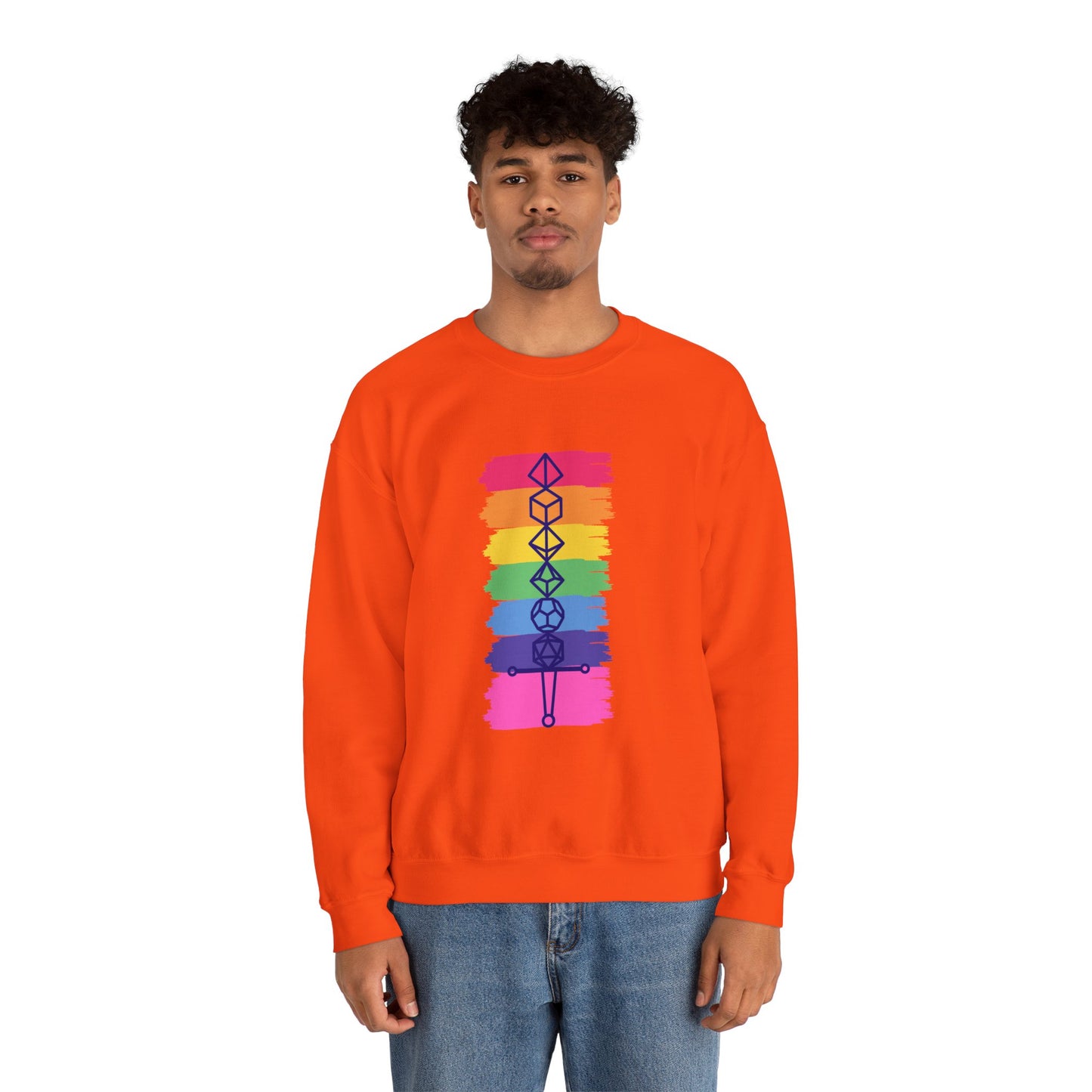 Safe Space Pride Month Rainbow Sword Dungeons and Dragons DND Unisex Heavy Blend Sweatshirt T-Shirt - RPG, TTRPG, Roleplaying, Geek, Nerd