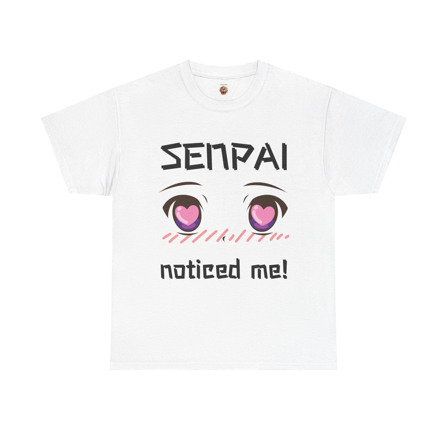 'Senpai Noticed Me' Blushing Chibi Girl Unisex Heavy Cotton Tee Shirt - Cute Anime T-Shirt for Fans, Kawaii, Geek, Nerd