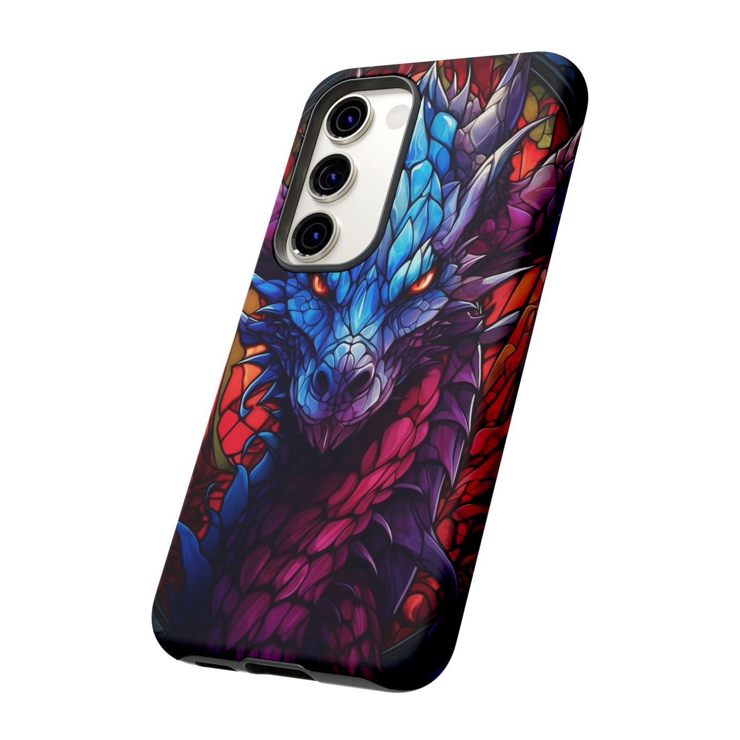 Colorful Blue Dragon Stained Glass Design Phone Case - Tough and Stylish Protection for Your Device, iPhone, Samsung, DND, Fantasy