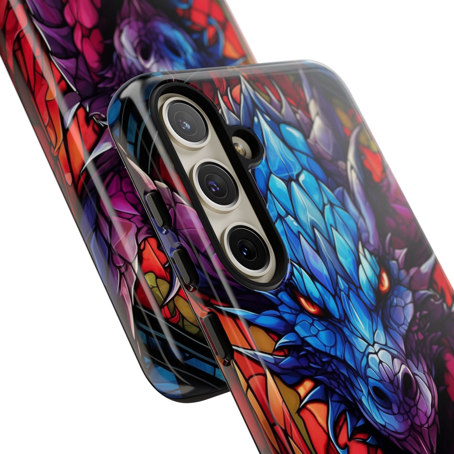 Colorful Blue Dragon Stained Glass Design Phone Case - Tough and Stylish Protection for Your Device, iPhone, Samsung, DND, Fantasy