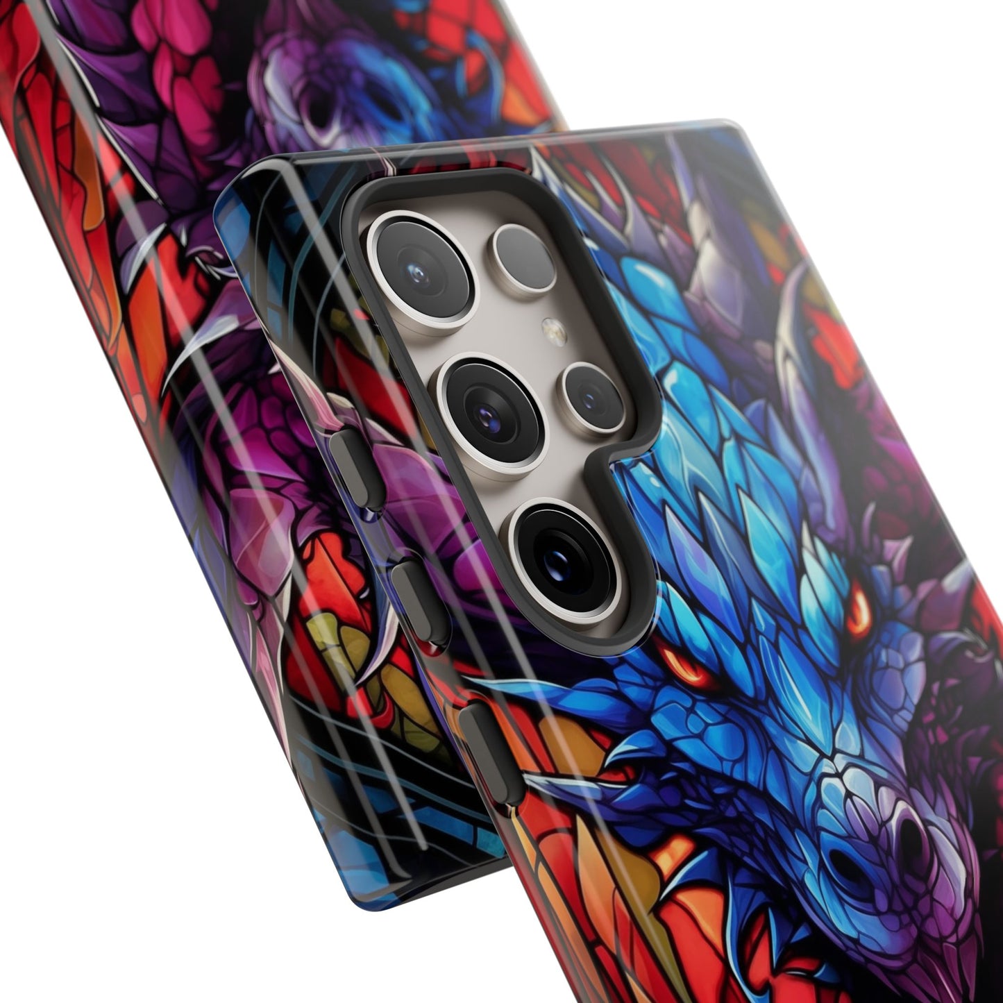 Colorful Blue Dragon Stained Glass Design Phone Case - Tough and Stylish Protection for Your Device, iPhone, Samsung, DND, Fantasy
