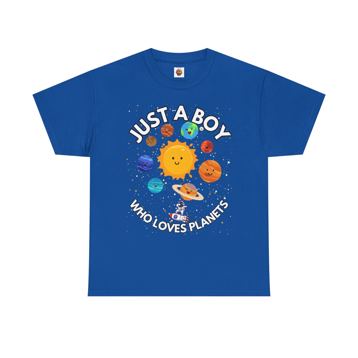 'Just a Boy Who Loves Planets' - Fun Space Theme for Adult Kids Unisex Heavy Cotton Tee Shirt - Space, Astronaut, Sci-Fi, Geek, Nerd