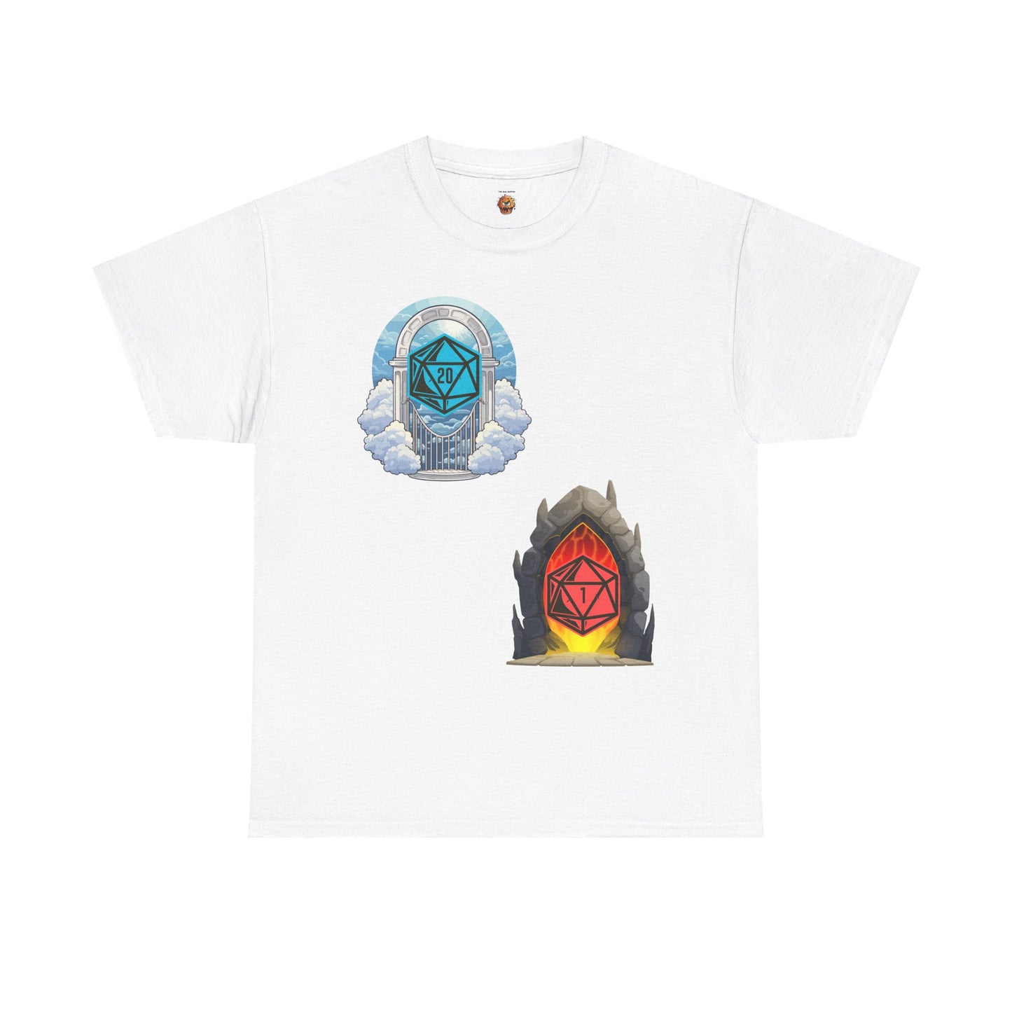 Heaven Hell D20 Fantasy Dungeons and Dragons DND Unisex Heavy Cotton Tee Shirt T-Shirt - RPG, TTRPG, Roleplaying, Geek, Nerd