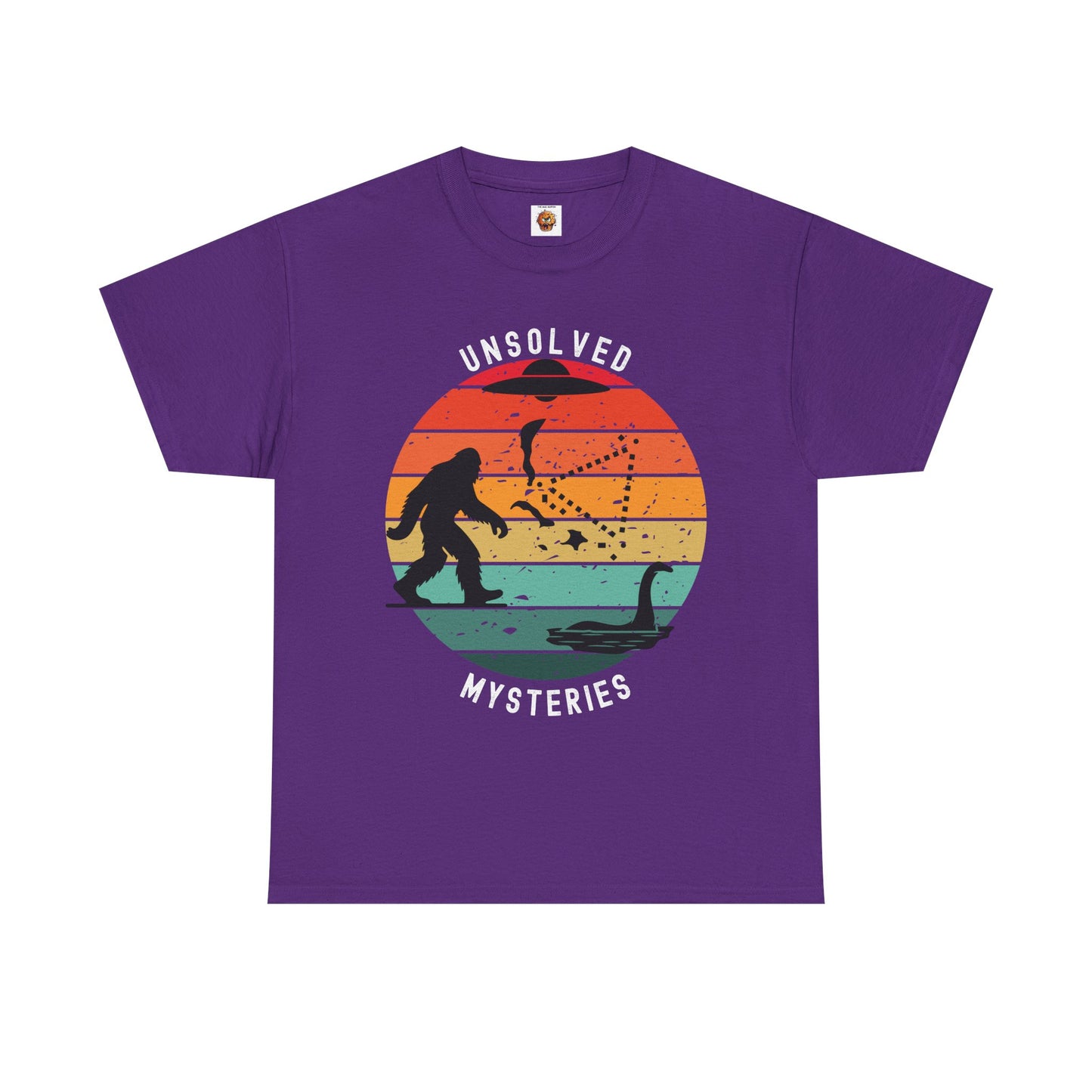 Vintage Retro Sun Cryptid Unsolved Mysteries Exploration Unisex Heavy Cotton Tee Shirt T-Shirt - UFO, Alien, Bigfoot, Lochness Monster, Bermuda Triangle, Geek, Nerd