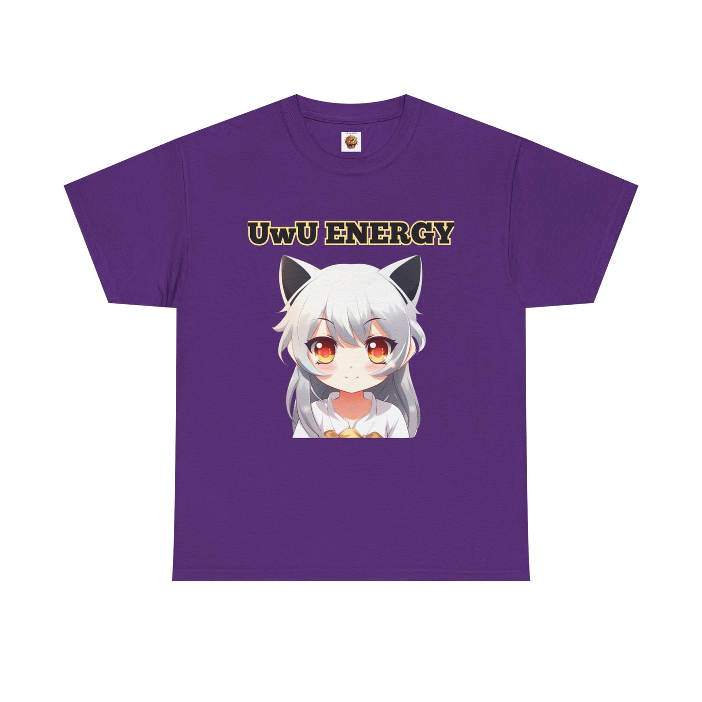 Cute Anime 'UwU ENERGY' Cat Girl Neko Nekomusume Unisex Heavy Cotton Tee Shirt T-Shirt - Weeb, Otaku, Geek, Nerd