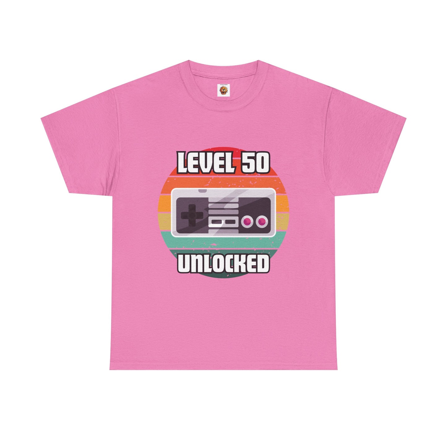 Gaming Level 50 Unlocked Tee - Unisex Heavy Cotton T-Shirt, Video Game, Gamer, Happy Birthday Shirt, Geek, Nerd, Retro