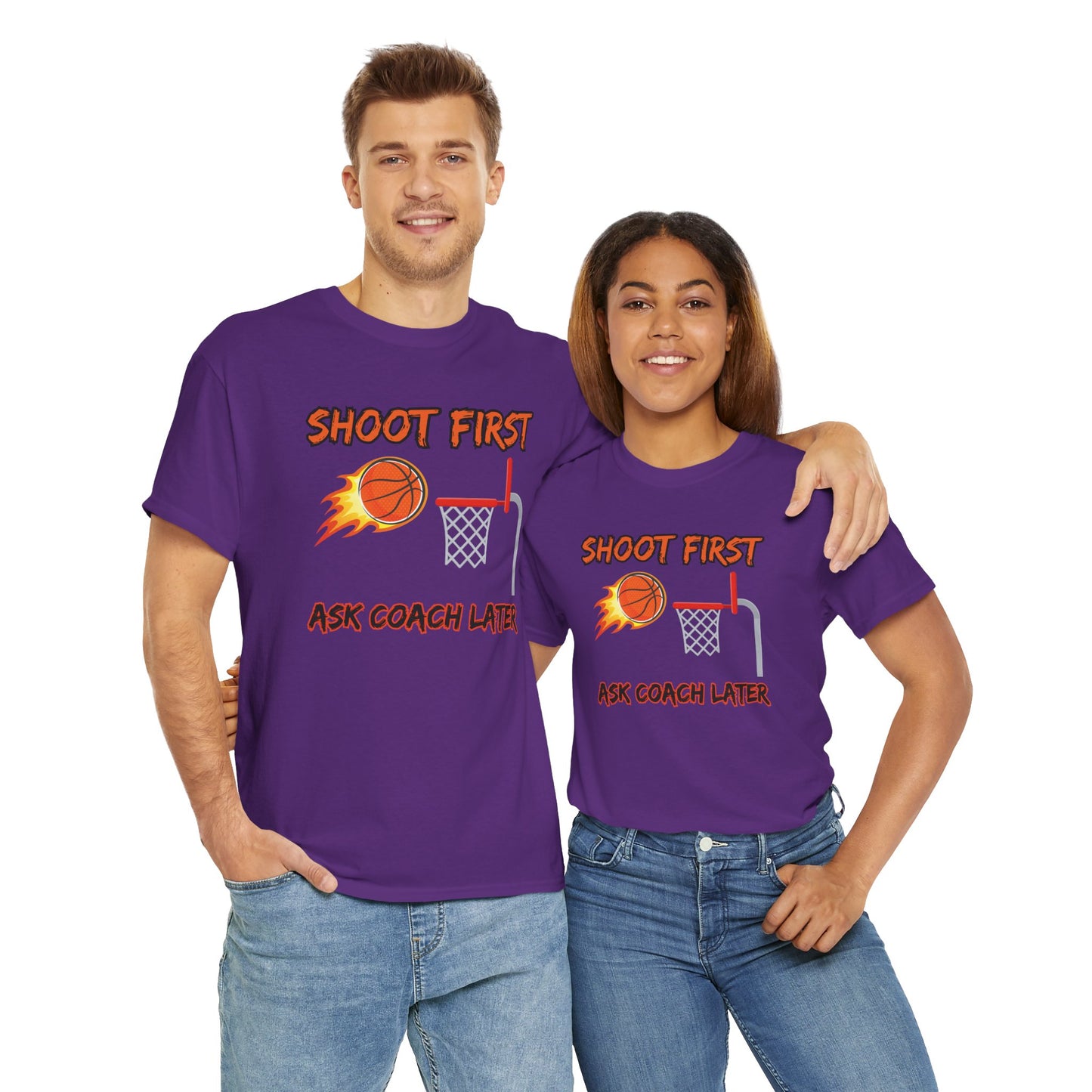 'Shoot First Ask Coach Later' Shirt Basketball Motivational T-Shirt - Unisex Athletic Tee,, Sportswear, Gift for Players
