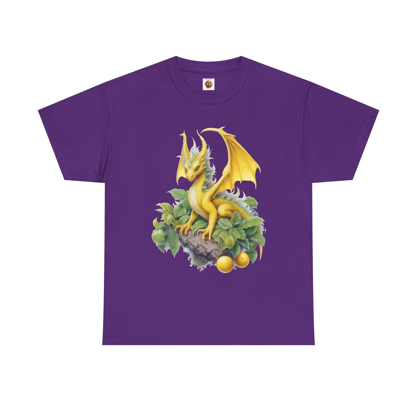 Vintage Lemon Dragon T-Shirt, Unisex Heavy Cotton Tee, Fantasy Apparel, Gift for Nerds, Dragon Lovers, Casual Wear, Fruit Of The Spirit, RPG, Geek, Nerd