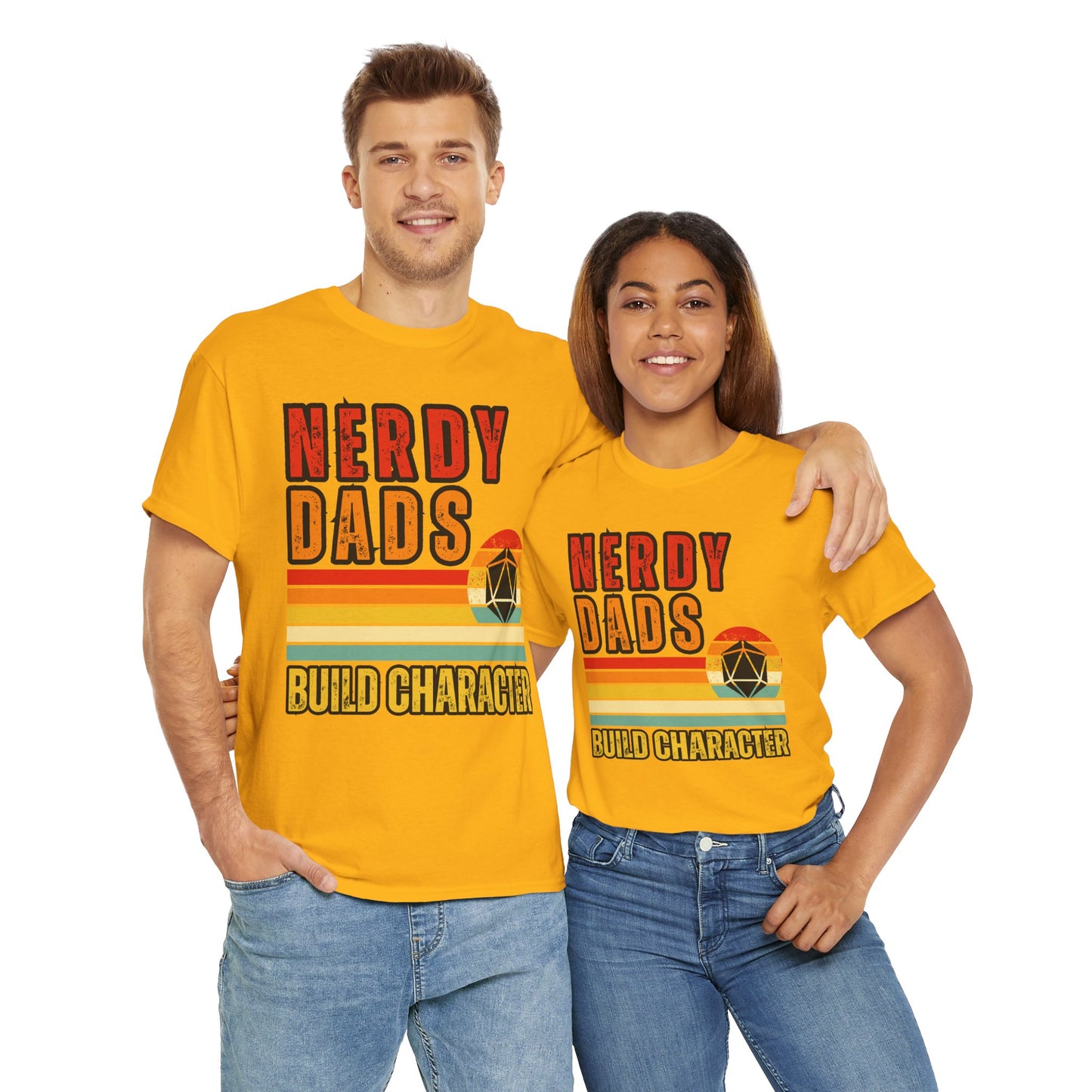 Funny 'Nerdy Dads Build Character' Tee - Perfect Gift for Father's Day, Casual Days, Parenting Humor, Unisex Cotton Shirt, Family Fun, Father, Dad, DND, RPG, TTRPG, Geek, Nerd