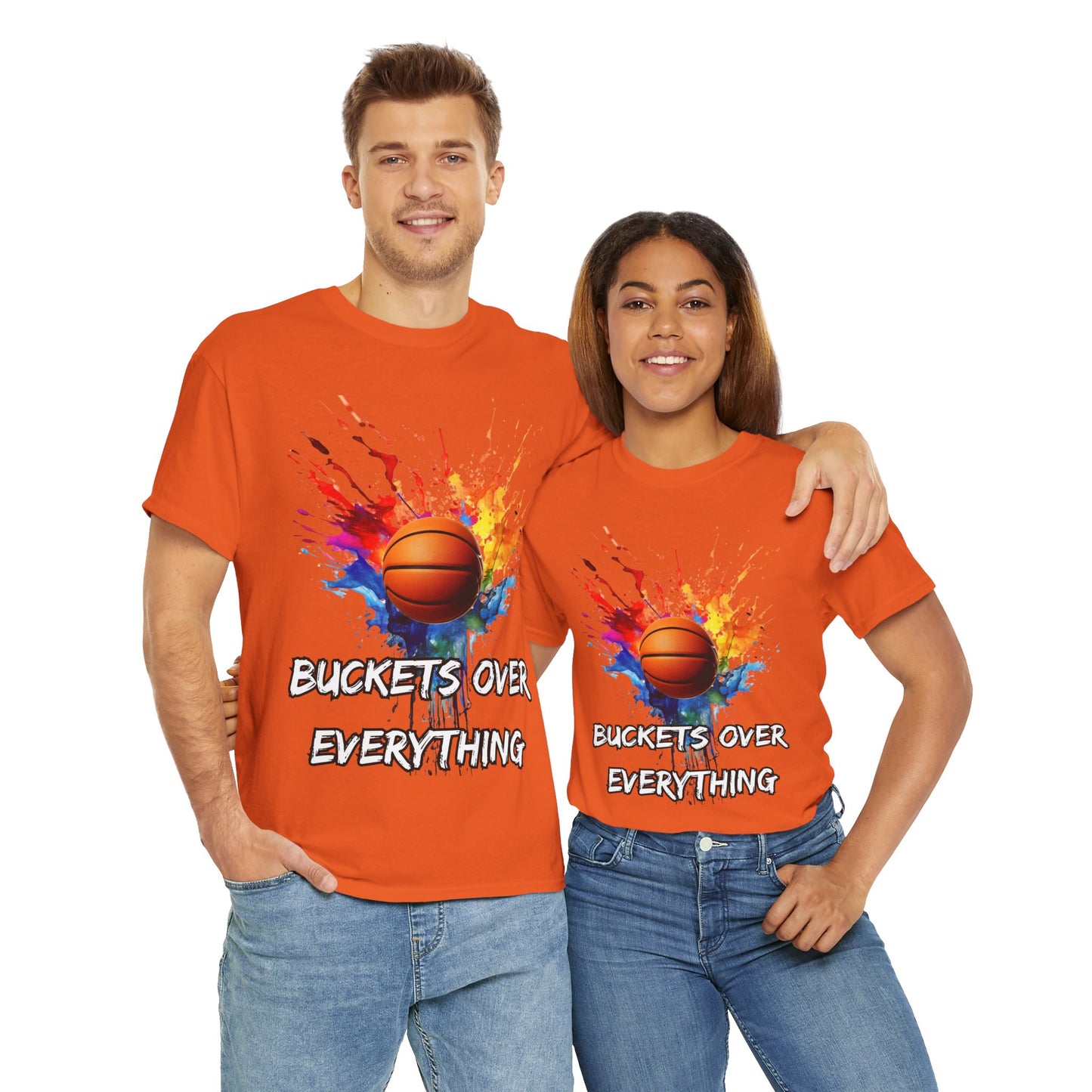 Colorful Basketball Tee - 'Buckets Over Everything' Unisex Heavy Cotton T-Shirt, Sports Enthusiast Gift, Game Day Apparel, Streetwear Style, Paint Splatter